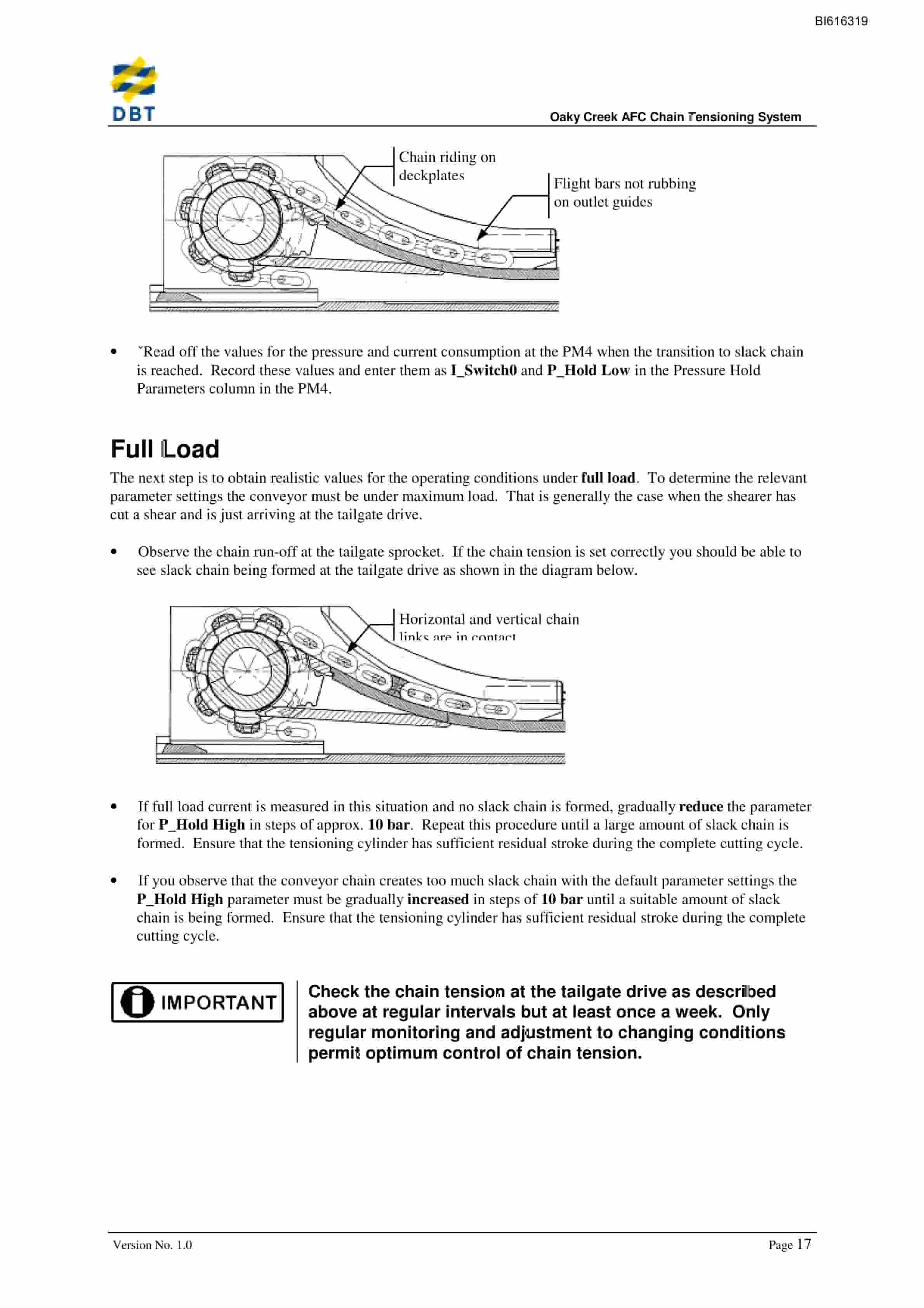 Bucyrus AFC Chain Tensioning System Technical Manual BI616319-3