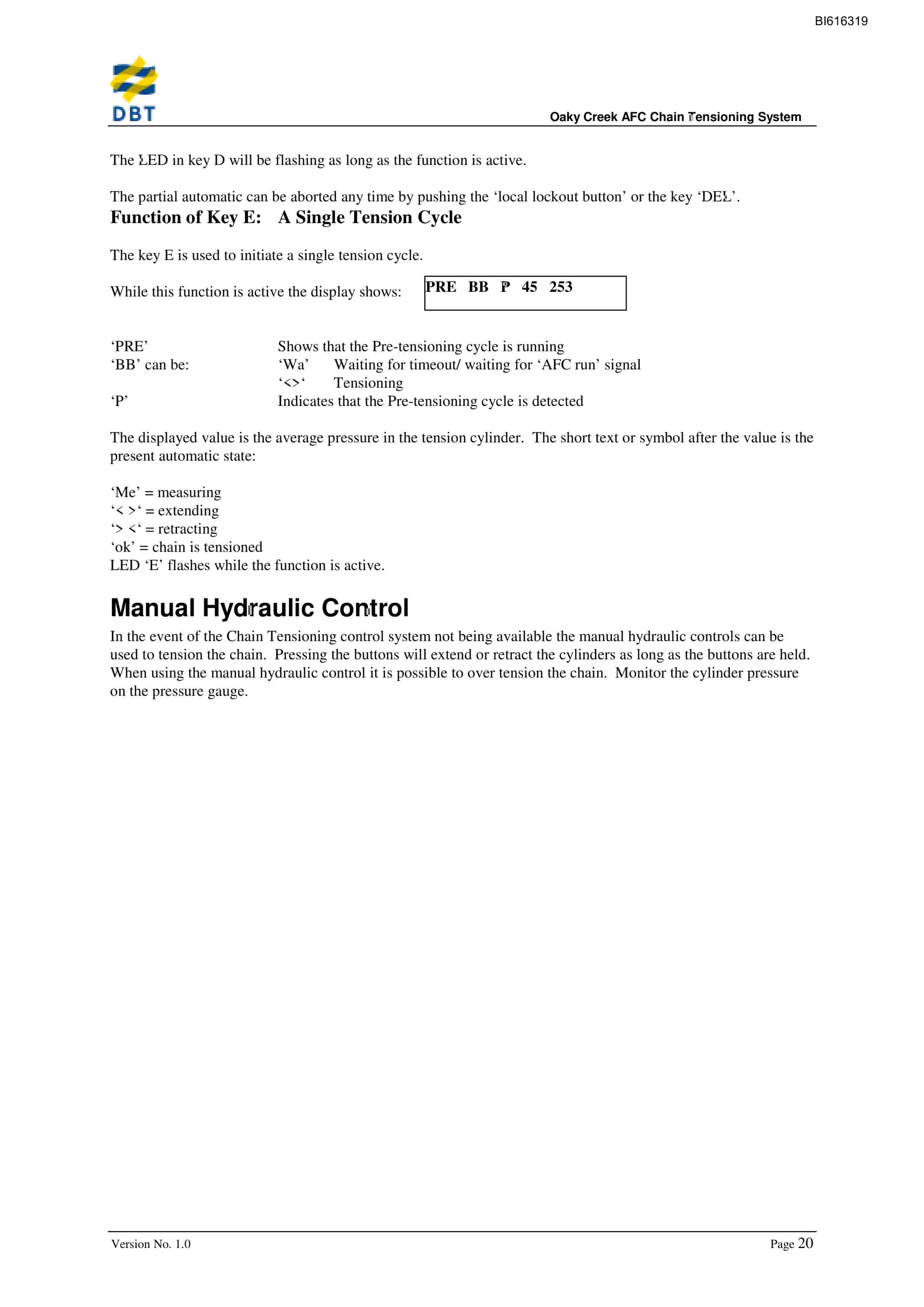 Bucyrus AFC Chain Tensioning System Technical Manual BI616319-5