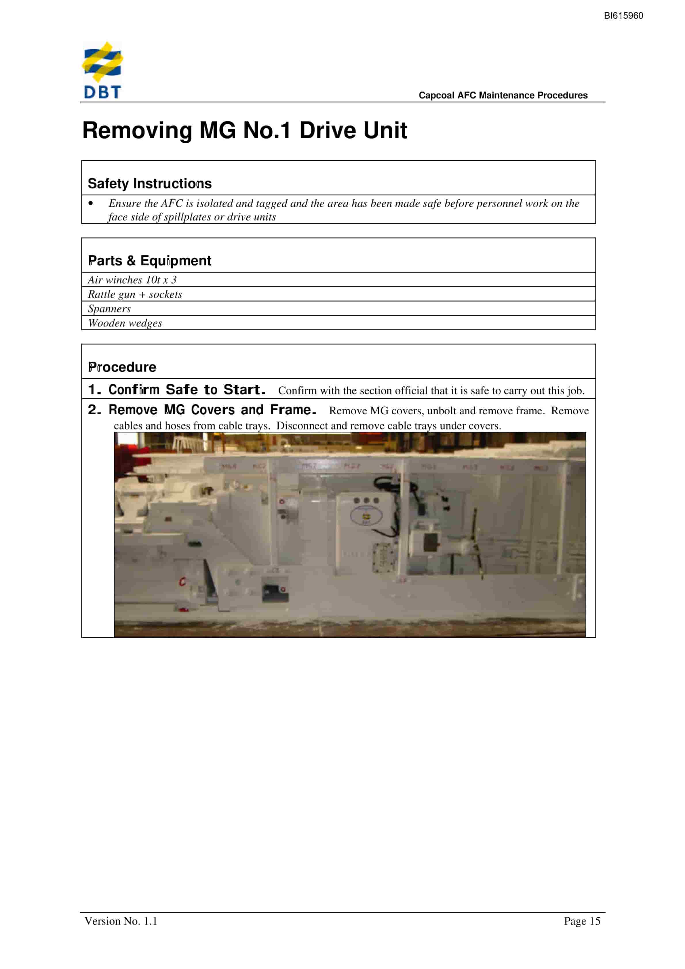 Bucyrus AFC Maintenance Procedures Technical Manual BI615960-3