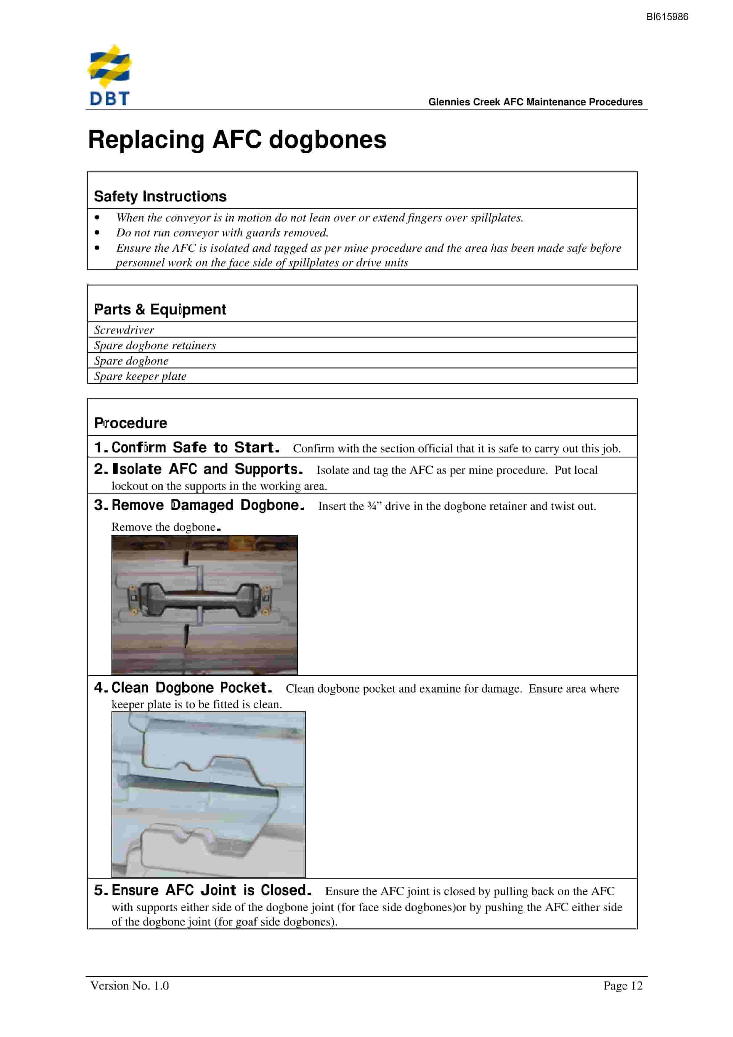 Bucyrus AFC Maintenance Procedures Technical Manual BI615986-3
