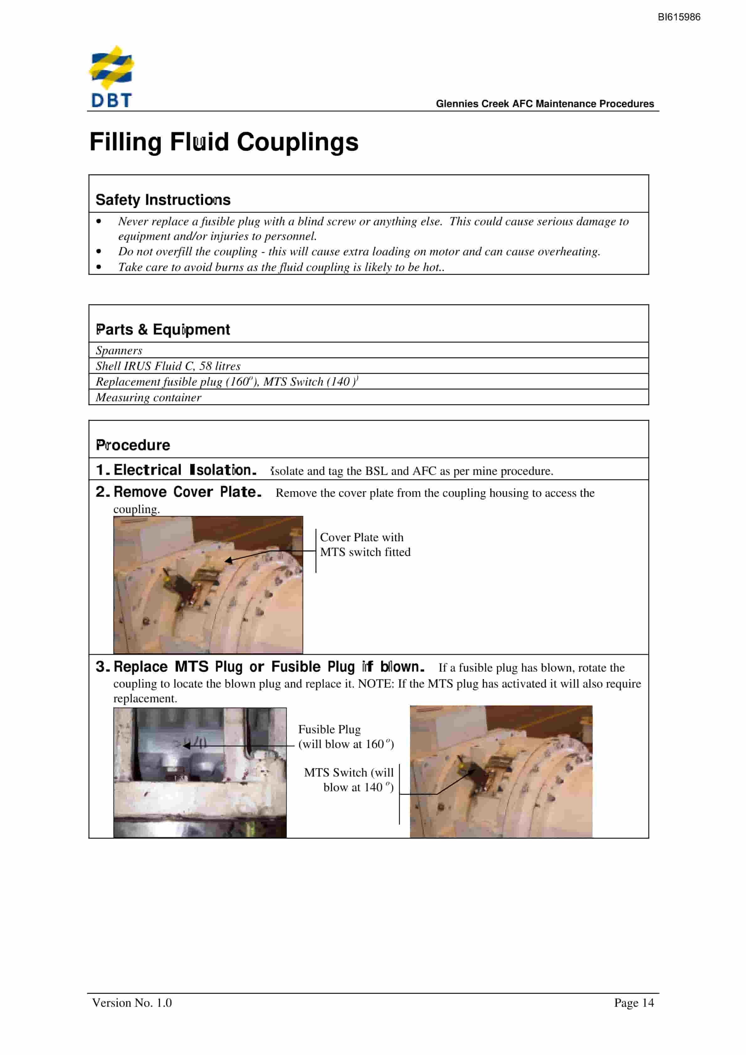 Bucyrus AFC Maintenance Procedures Technical Manual BI615986-4