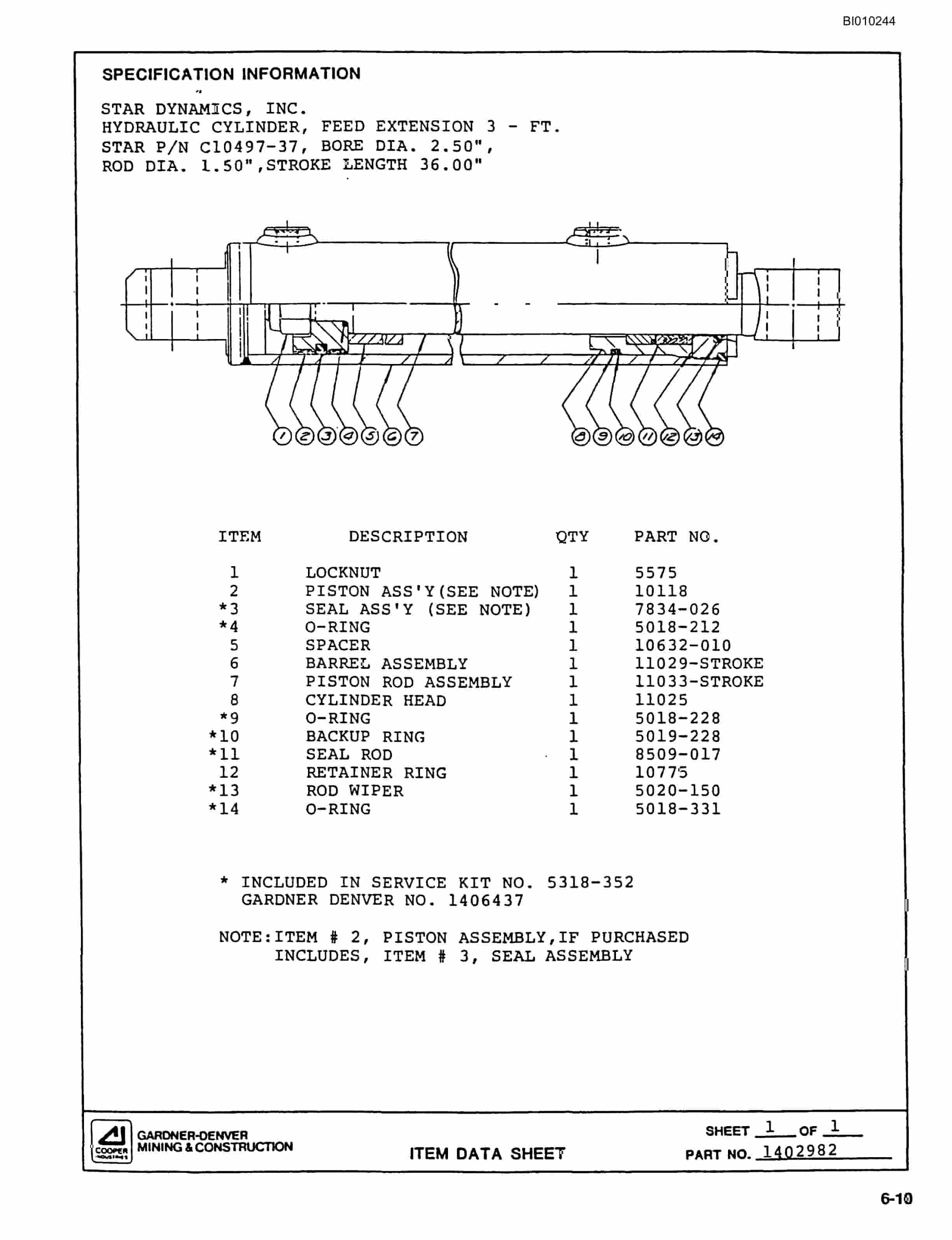 Bucyrus ATD3800 Air-Trac Parts Catalog BI010244-5