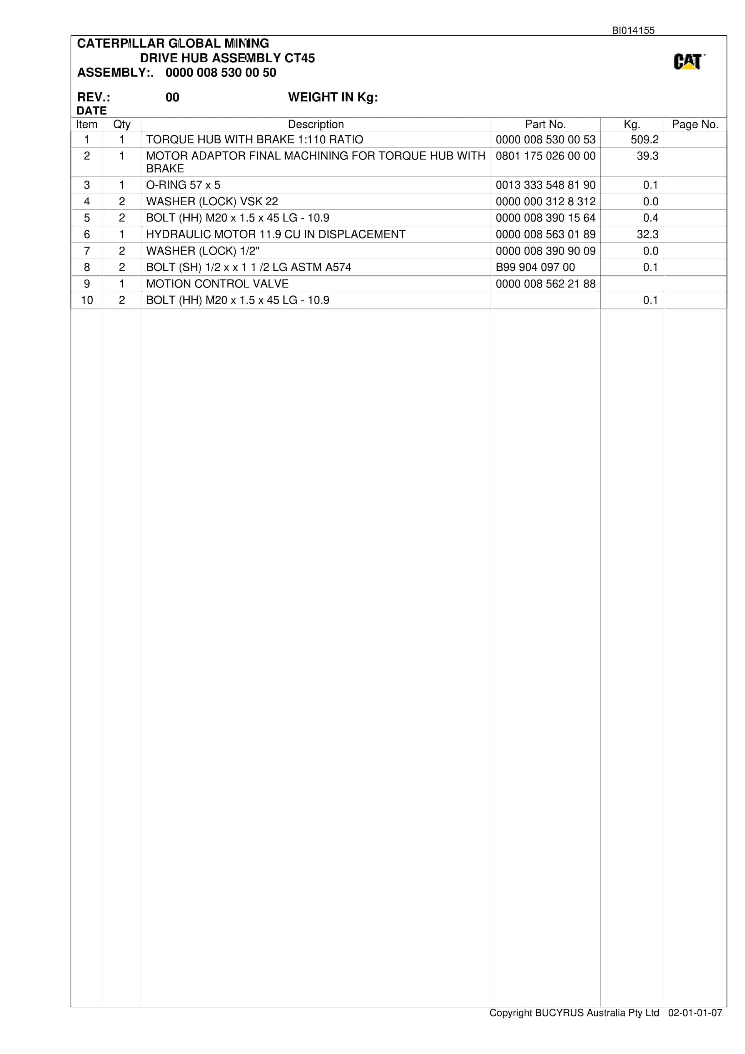 Bucyrus Austar Pump Station And Transformer Rehand Parts Manual BI014155-4