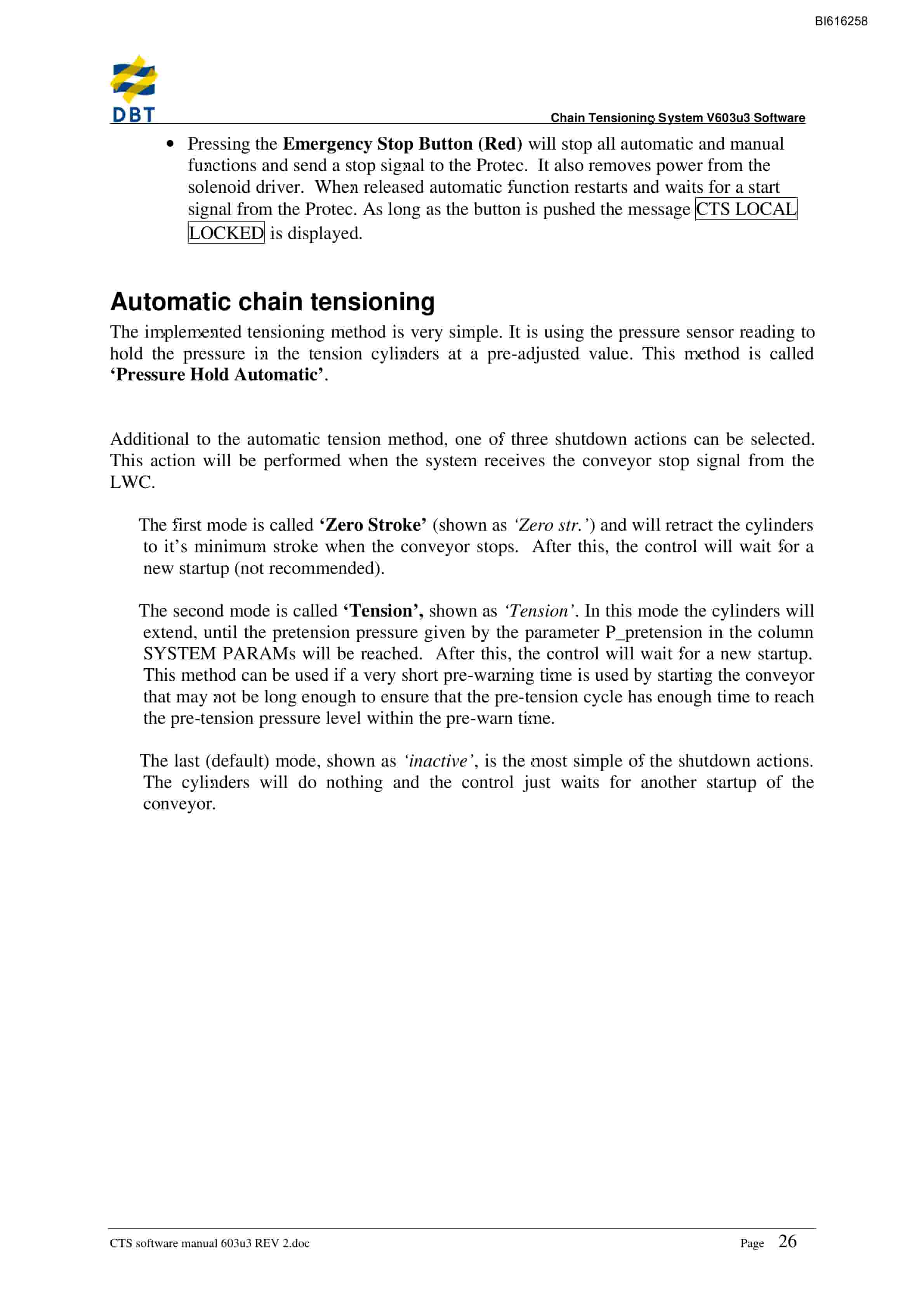 Bucyrus Automatic Chain Tensioning Program V6.03u3 Technical Manual BI616258-3