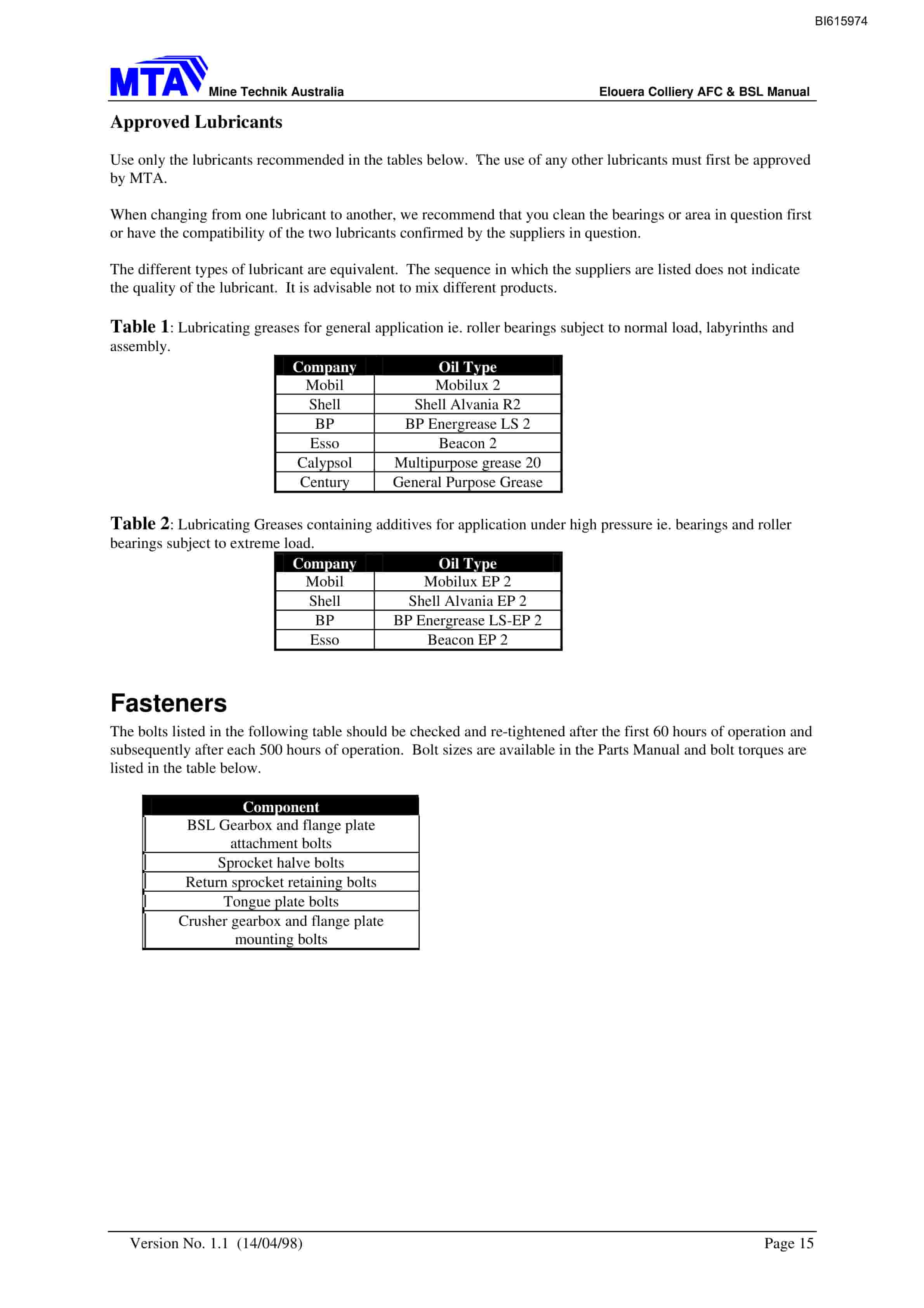 Bucyrus Beam Stage Loader Technical Manual BI615974-4