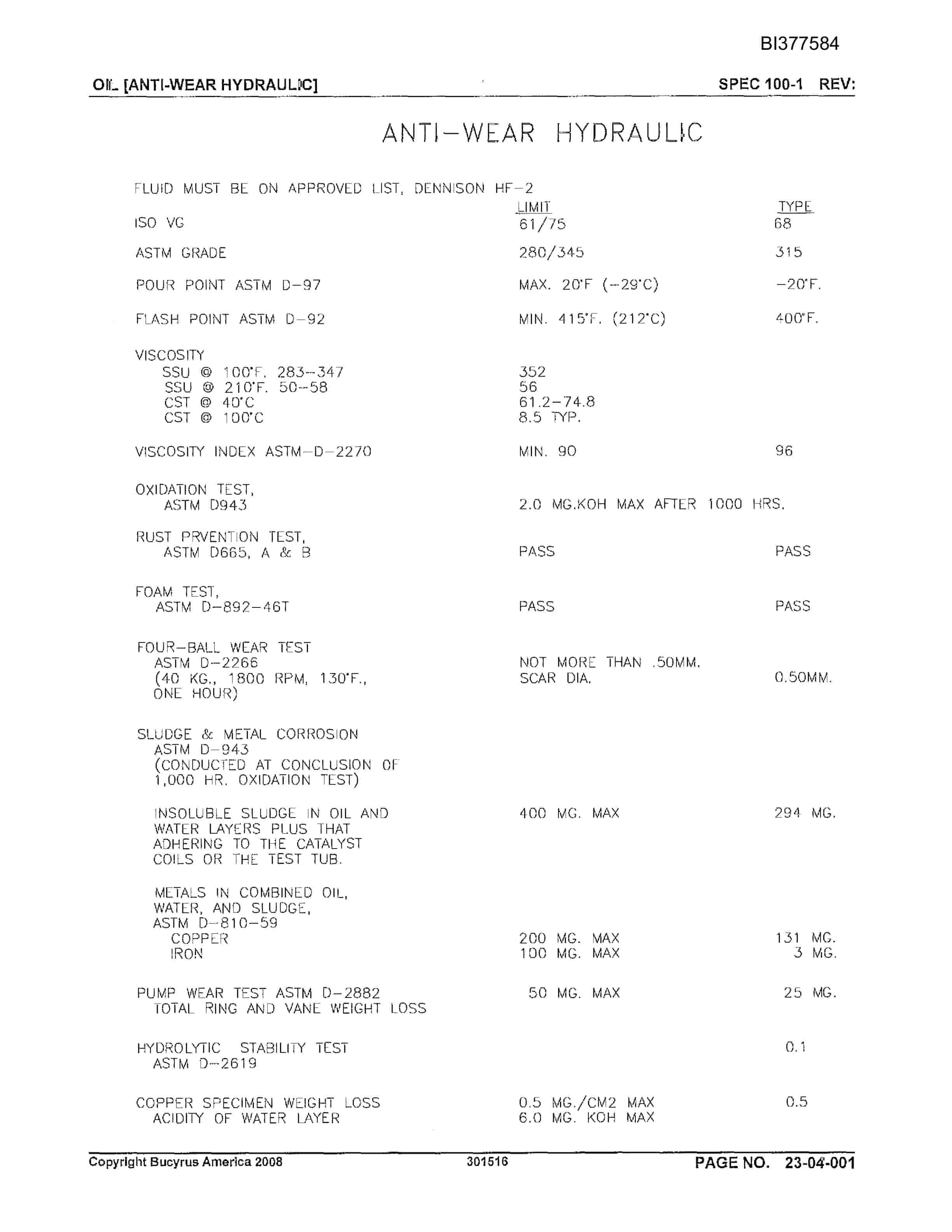 Bucyrus Belt System Parts Catalog BI377584-5