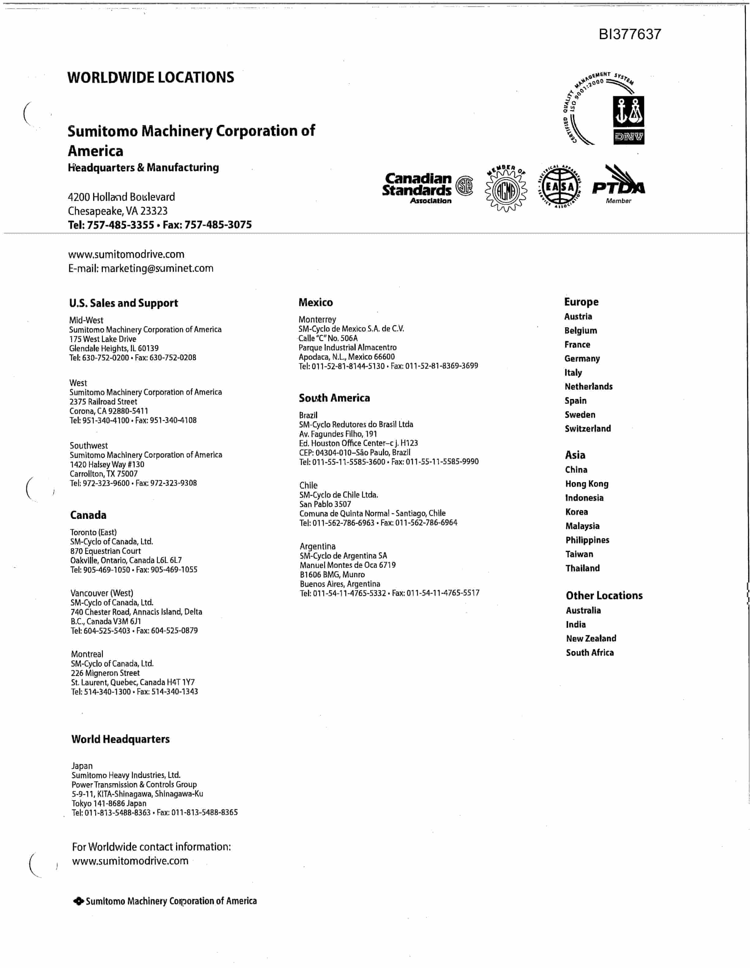 Bucyrus Belt System Parts Catalog BI377637-5
