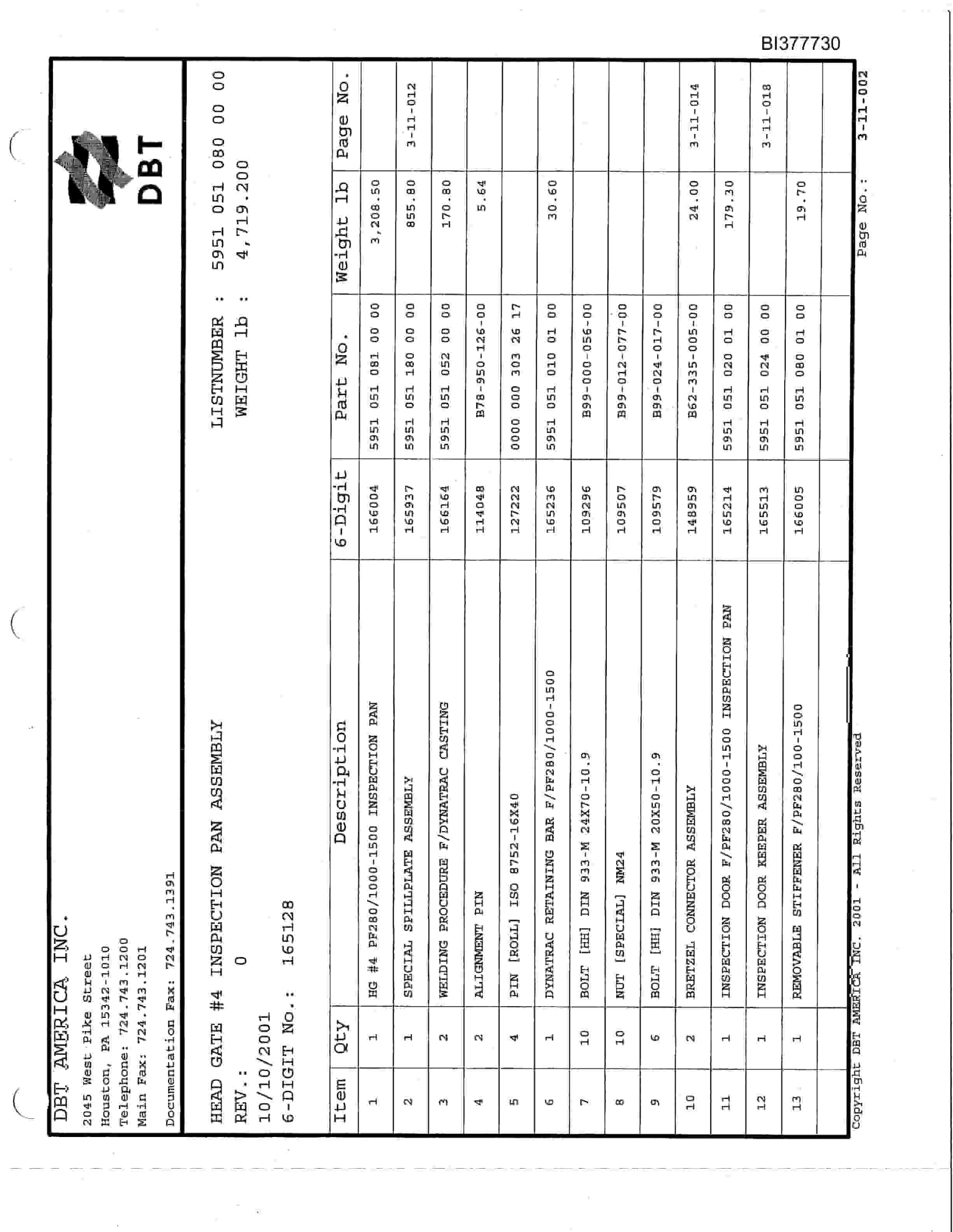 Bucyrus Bowie Resources Mine Parts Catalog BI377730-3