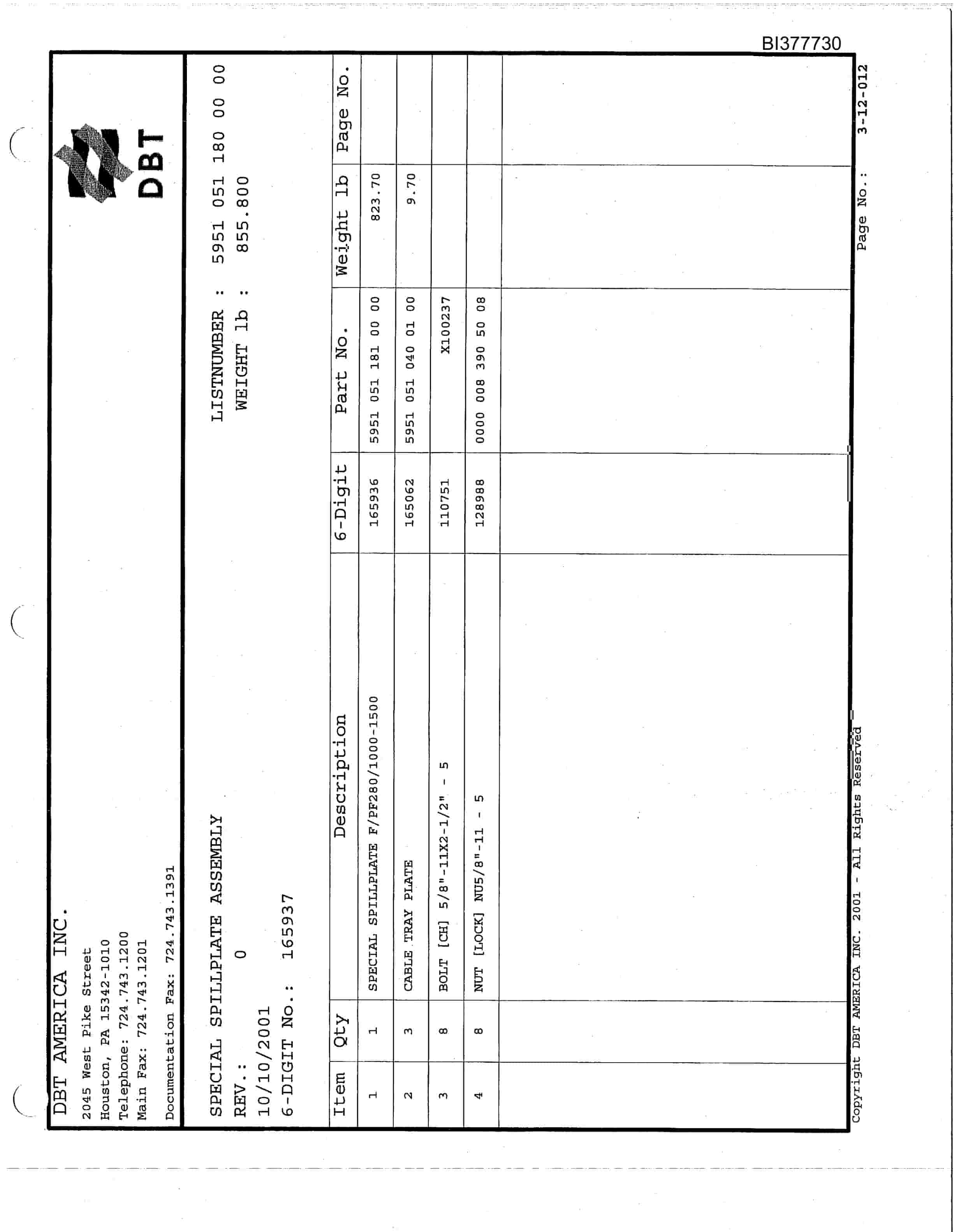 Bucyrus Bowie Resources Mine Parts Catalog BI377730-4