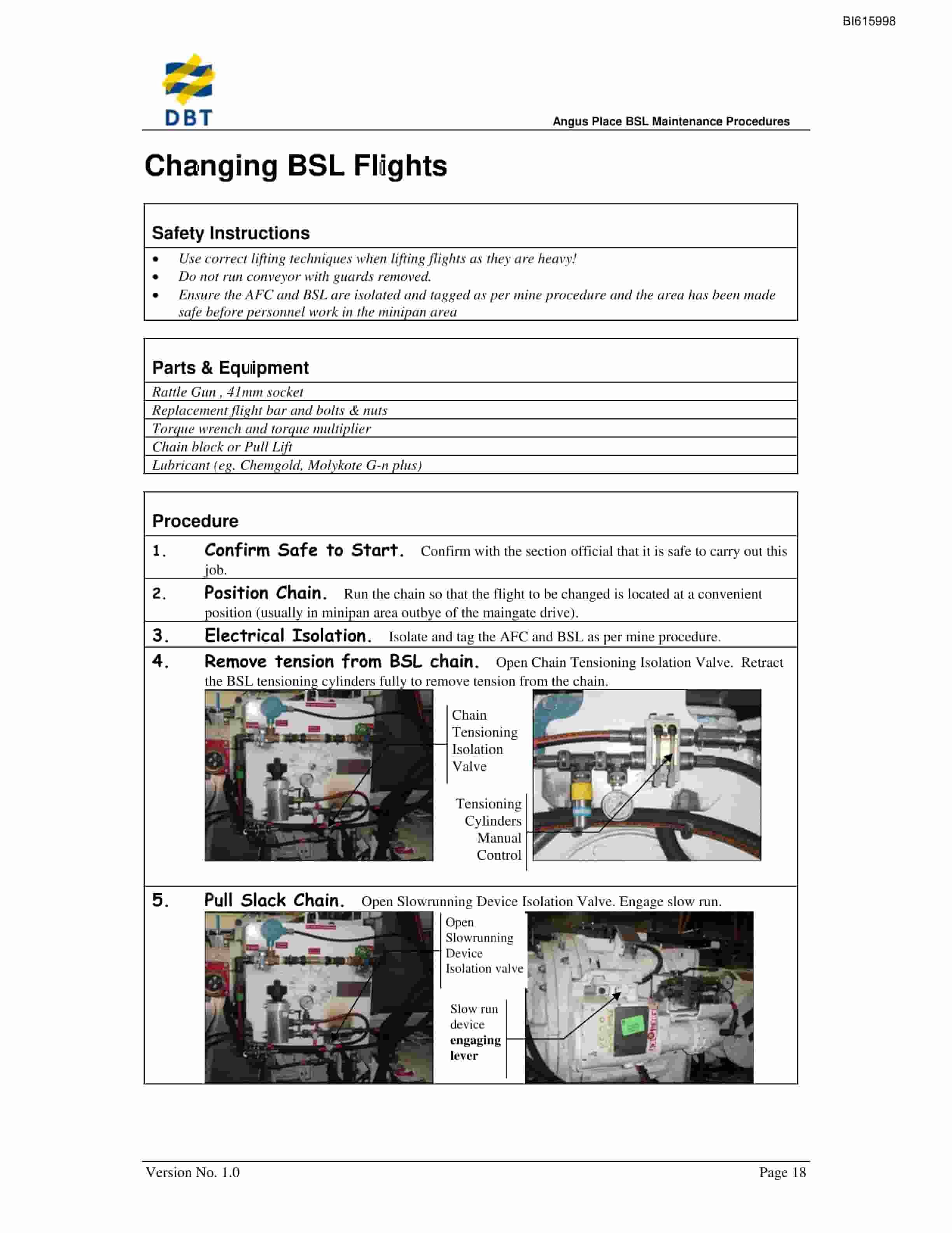 Bucyrus BSL Maintenance Procedures Technical Manual BI615998-5