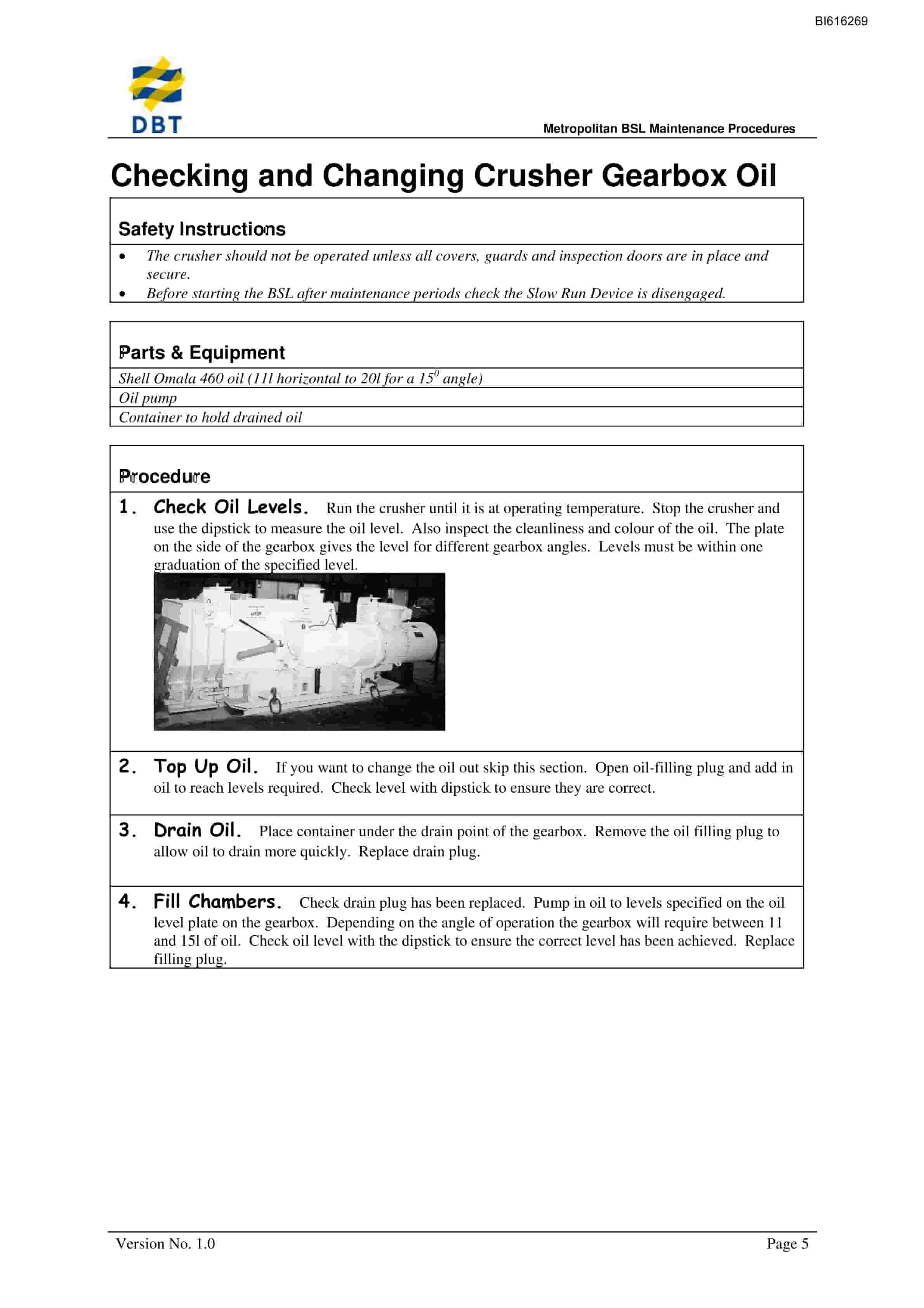 Bucyrus BSL Maintenance Procedures Technical Manual BI616269 2 Bucyrus BSL Maintenance Procedures Technical Manual BI616269 - Image 2