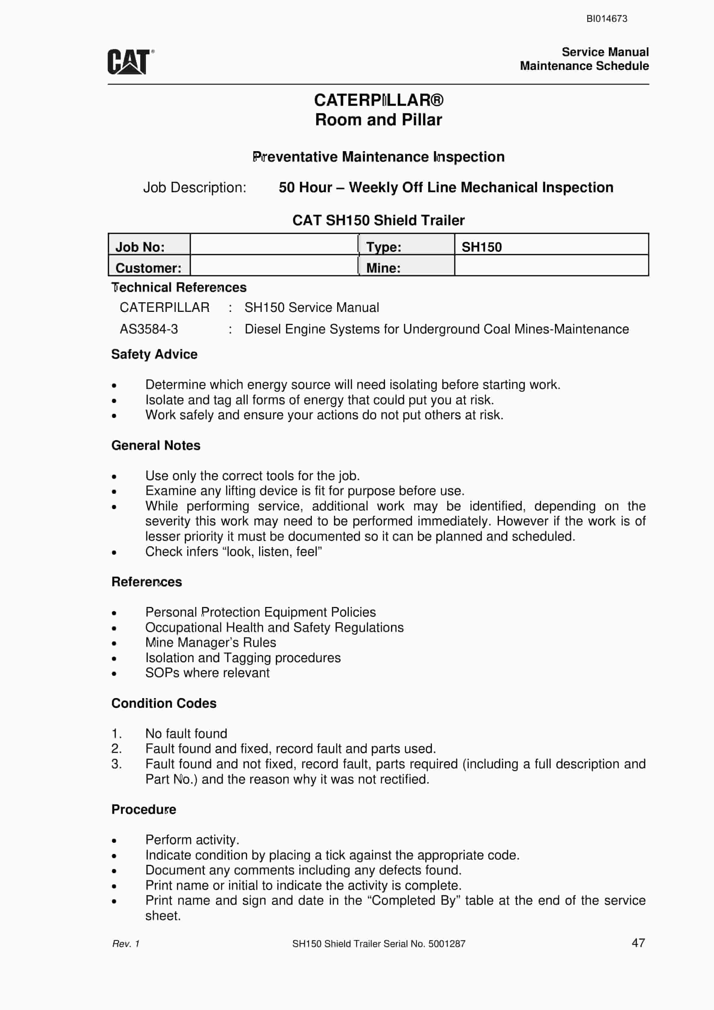 Bucyrus CHT-50 Shield Trailer Service Manual BI014673-3