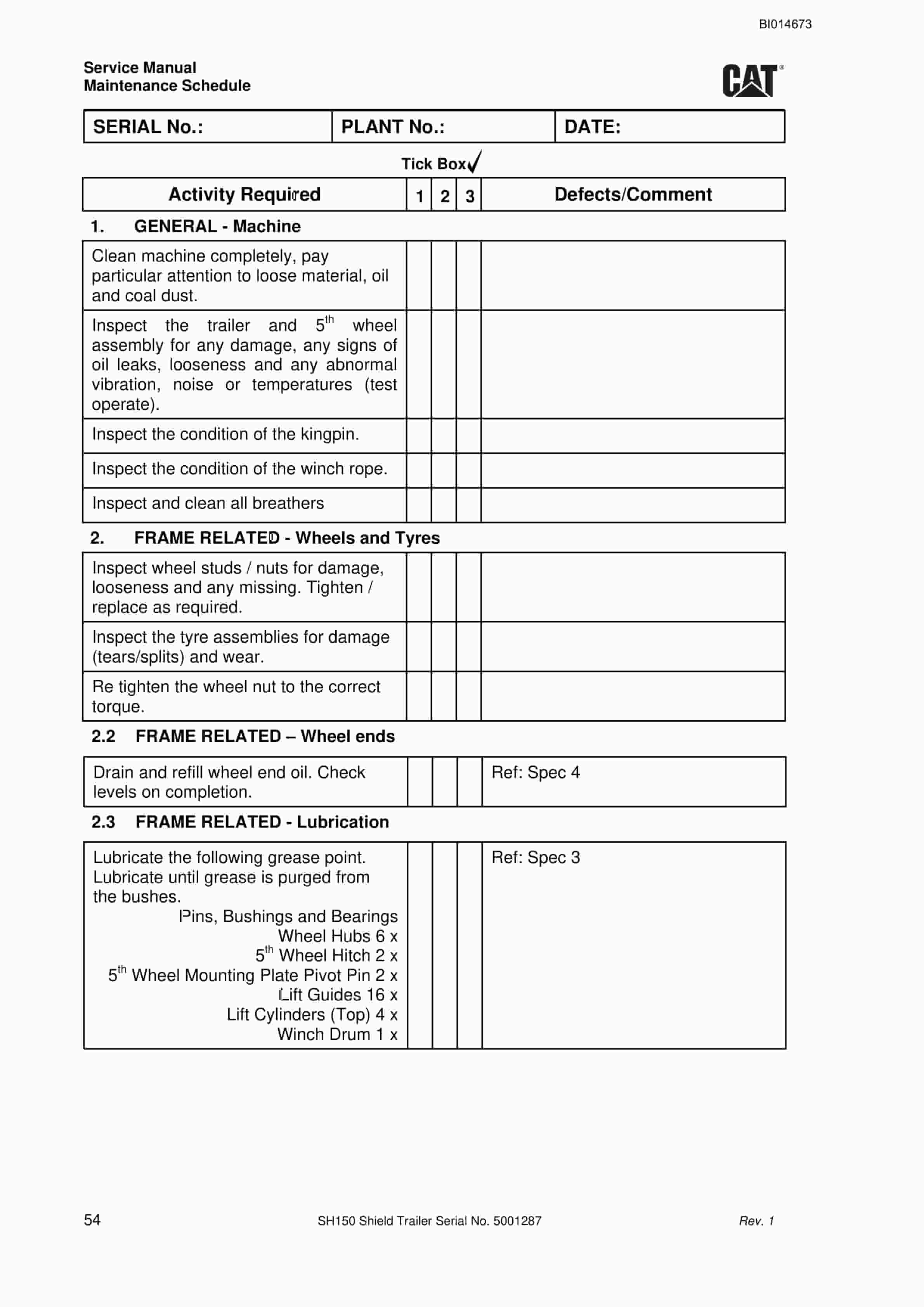 Bucyrus CHT-50 Shield Trailer Service Manual BI014673-4
