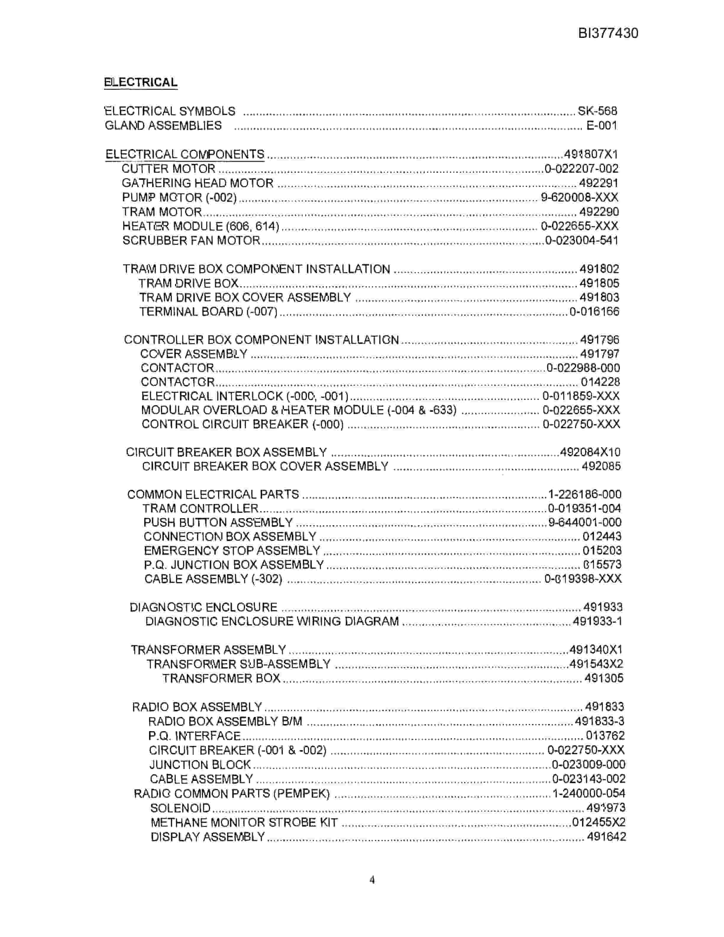 Bucyrus CM210 Miner Parts Catalog BI377430-5