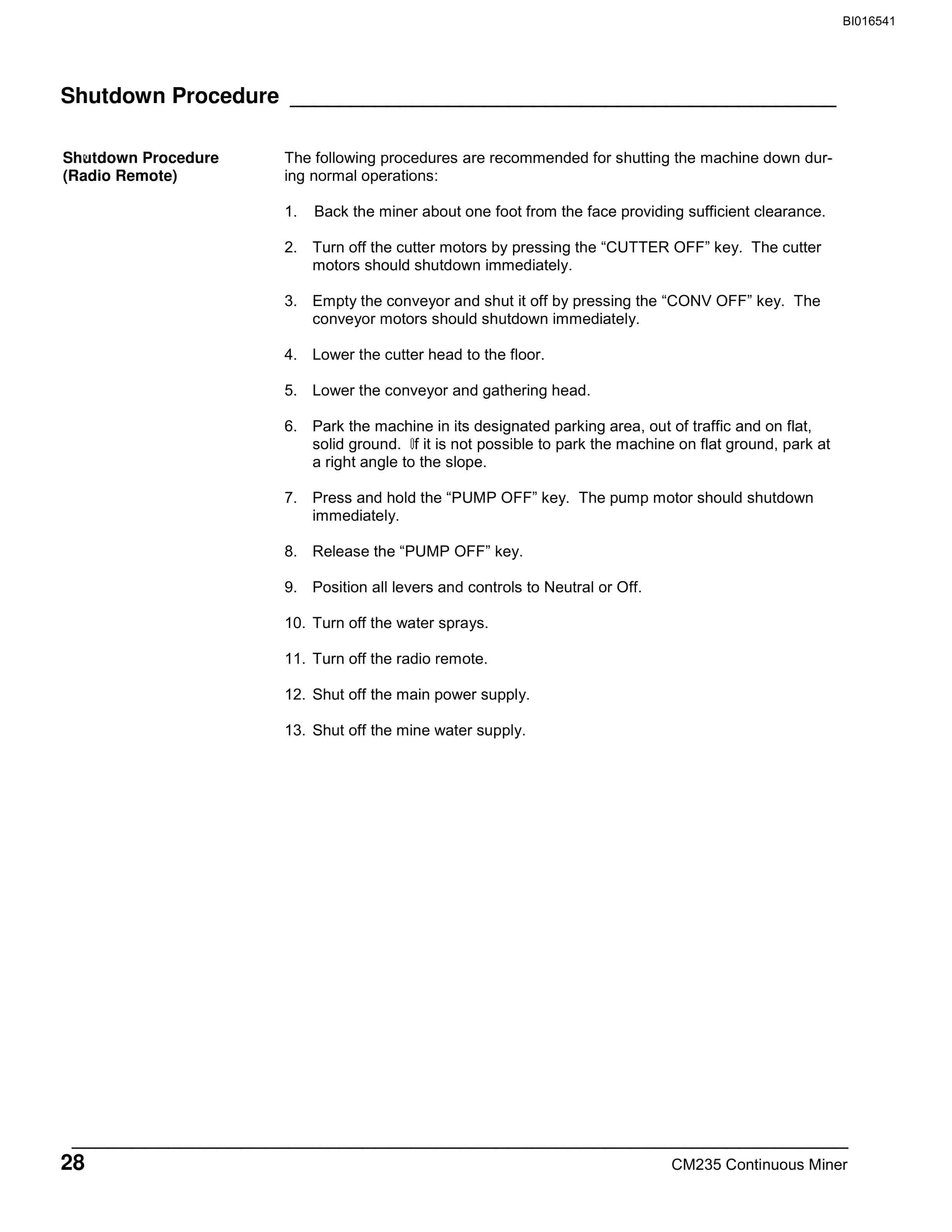 Bucyrus CM235 Continuous Miner Technical Manual BI016541-5