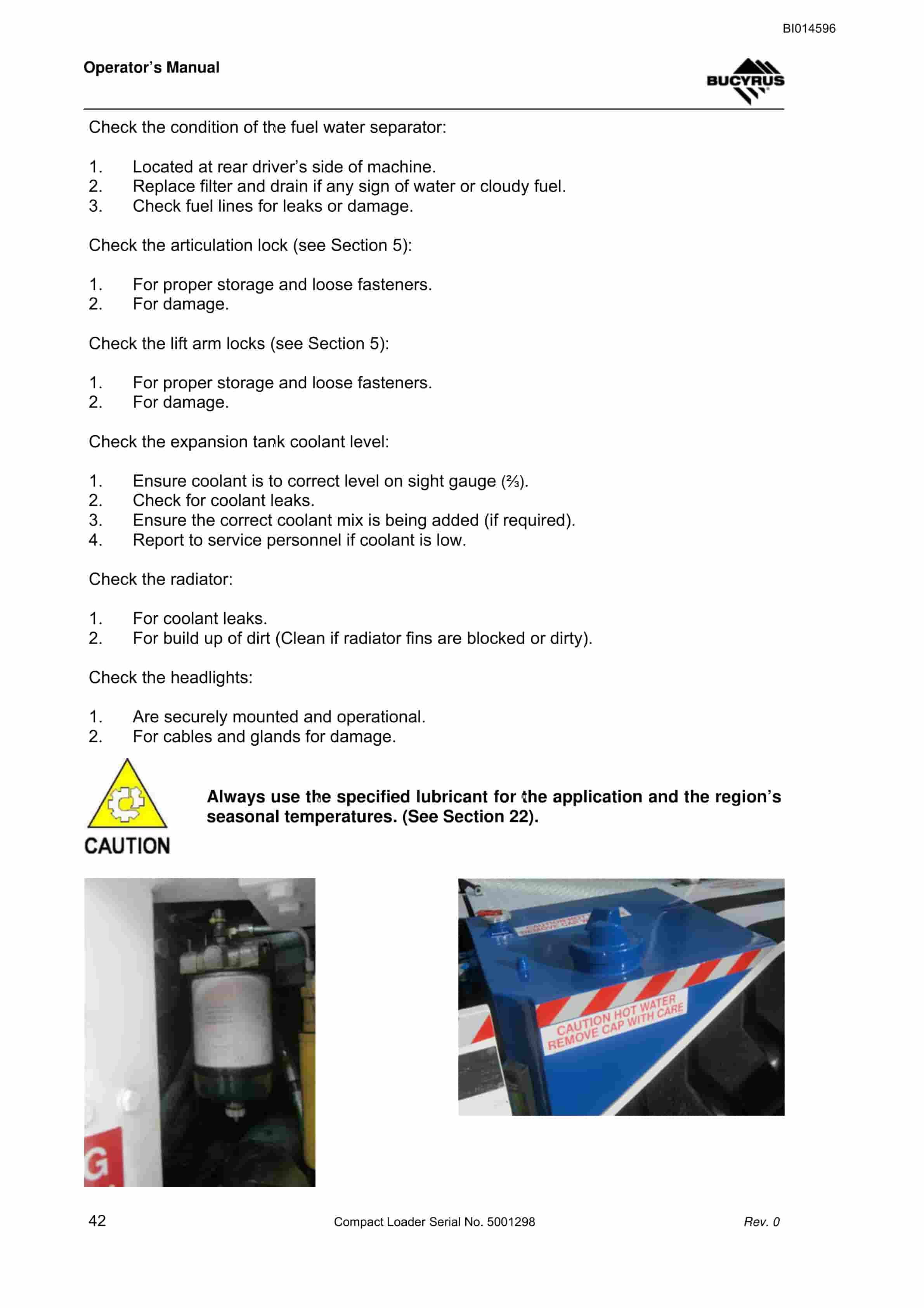 Bucyrus Compact Loader Operator Manual BI014596 2 Bucyrus Compact Loader Operator Manual BI014596 - Image 2