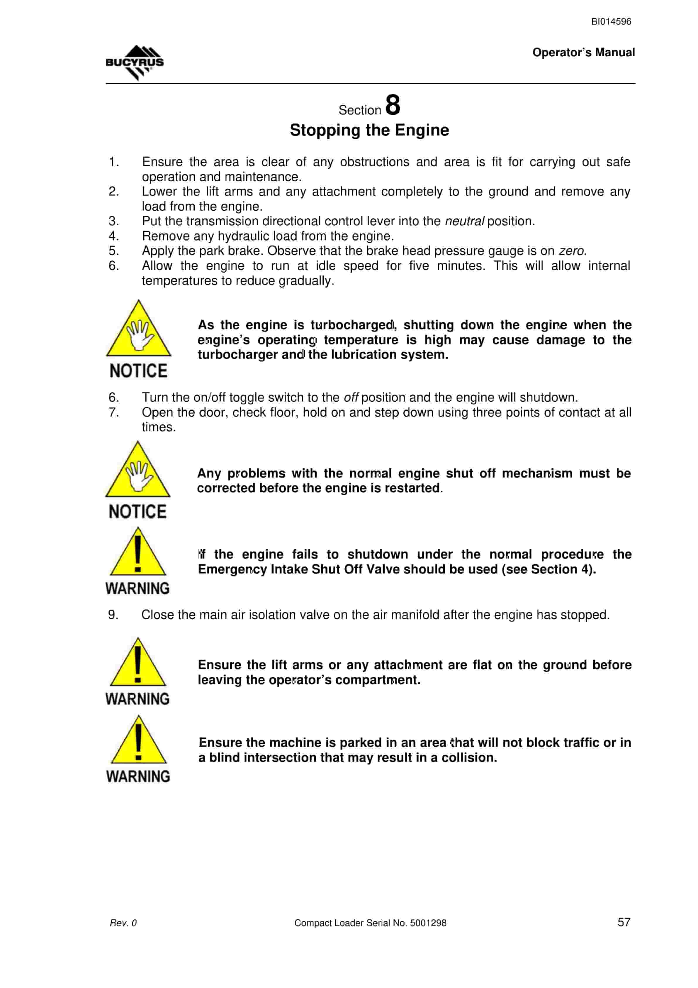 Bucyrus Compact Loader Operator Manual BI014596 3 Bucyrus Compact Loader Operator Manual BI014596 - Image 3