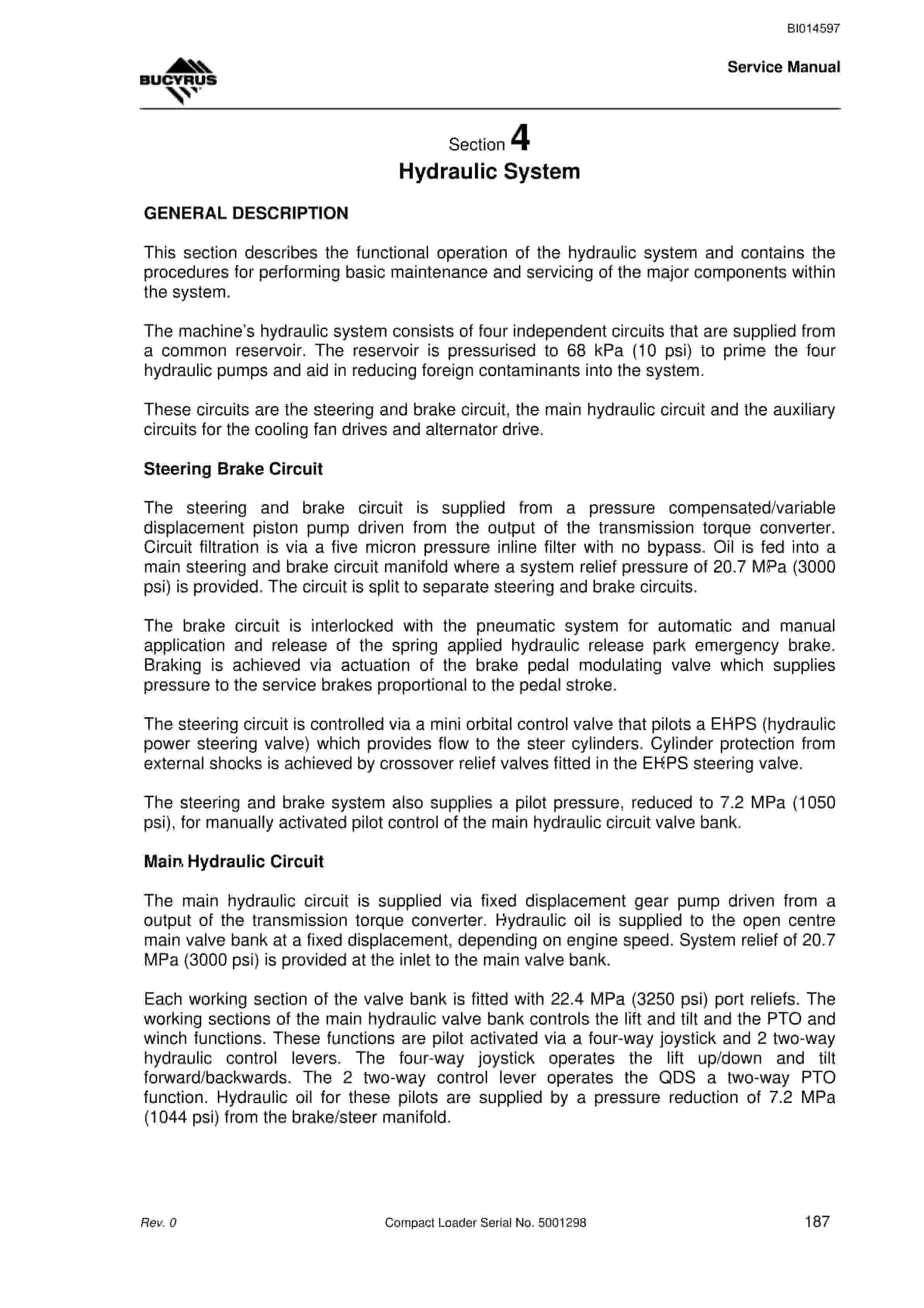 Bucyrus Compact Loader Service Manual BI014597-3