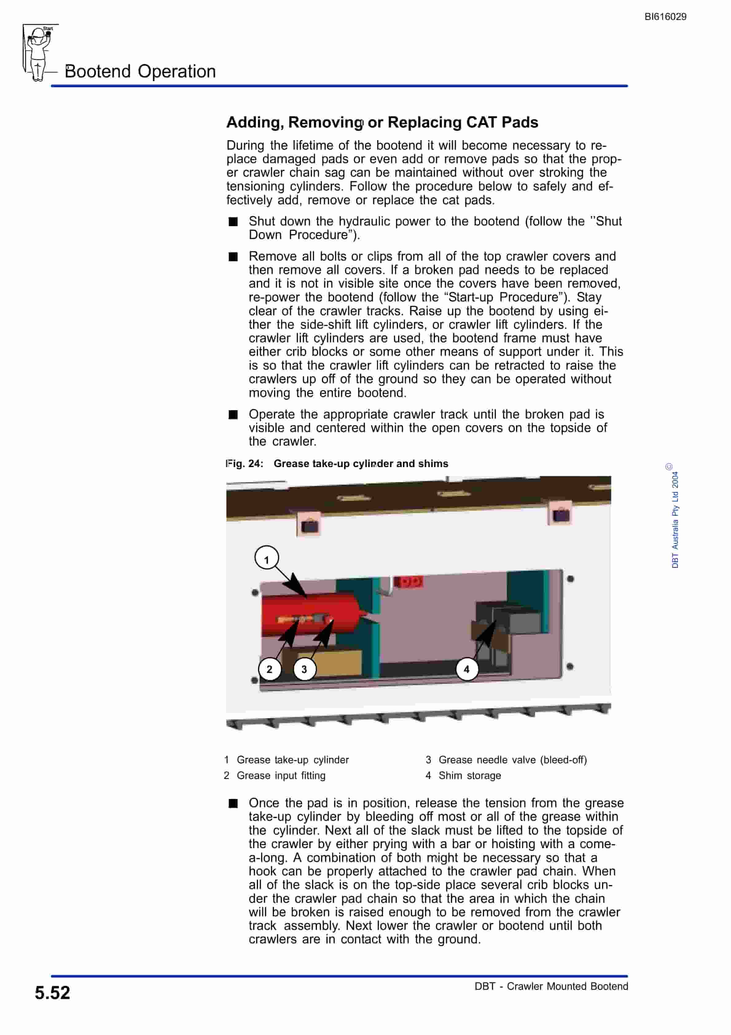 Bucyrus Crawler Mounted Bootend Kayuga Technical Manual BI616029-4