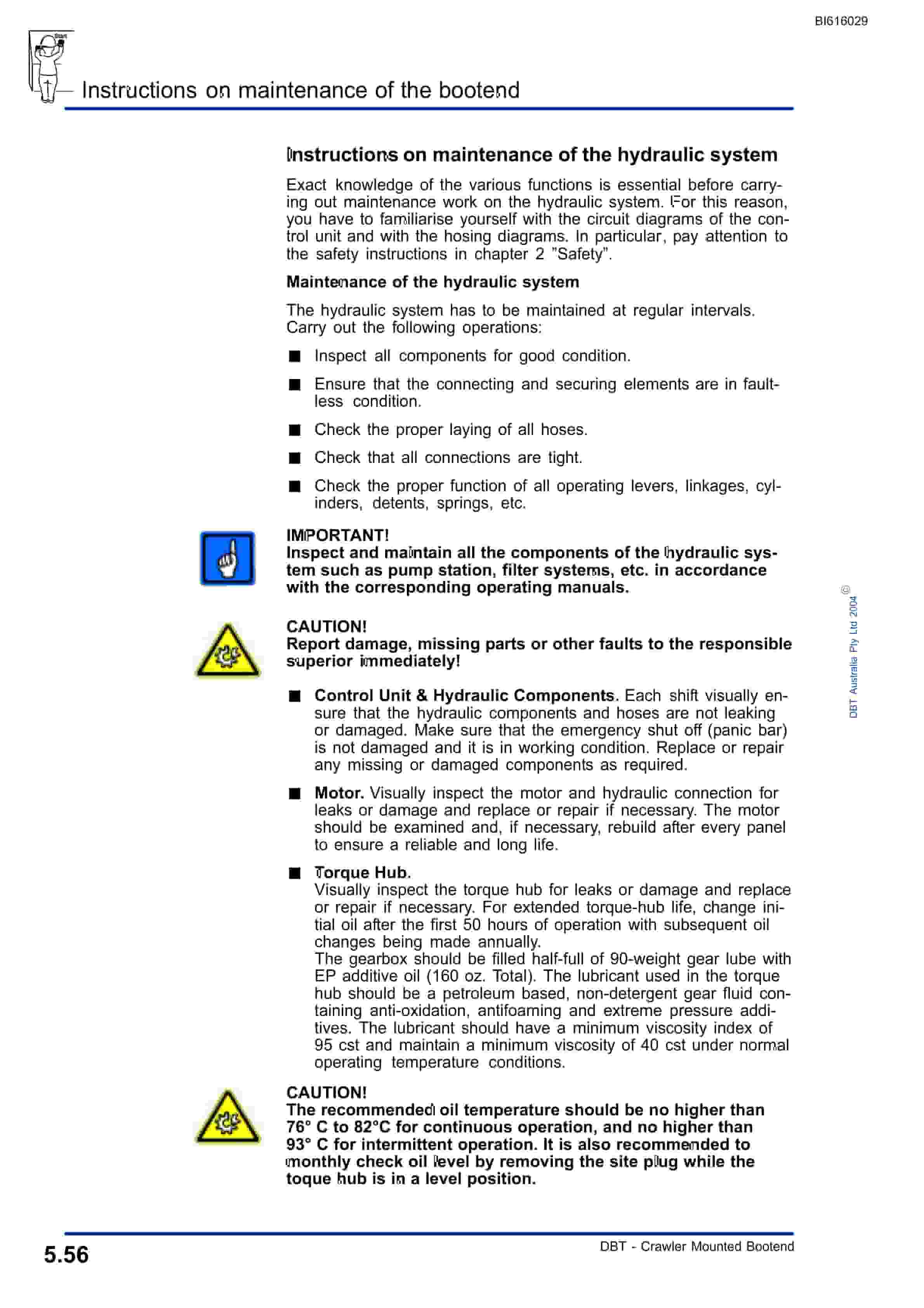 Bucyrus Crawler Mounted Bootend Kayuga Technical Manual BI616029-5