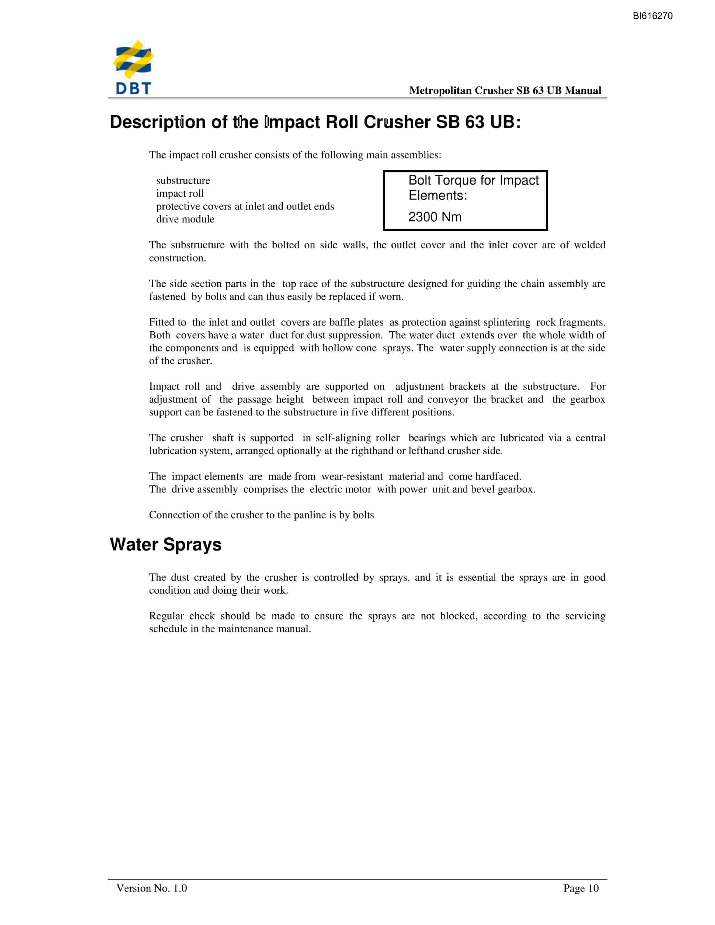 Bucyrus Crusher SB 63 UB Technical Manual BI616270-2