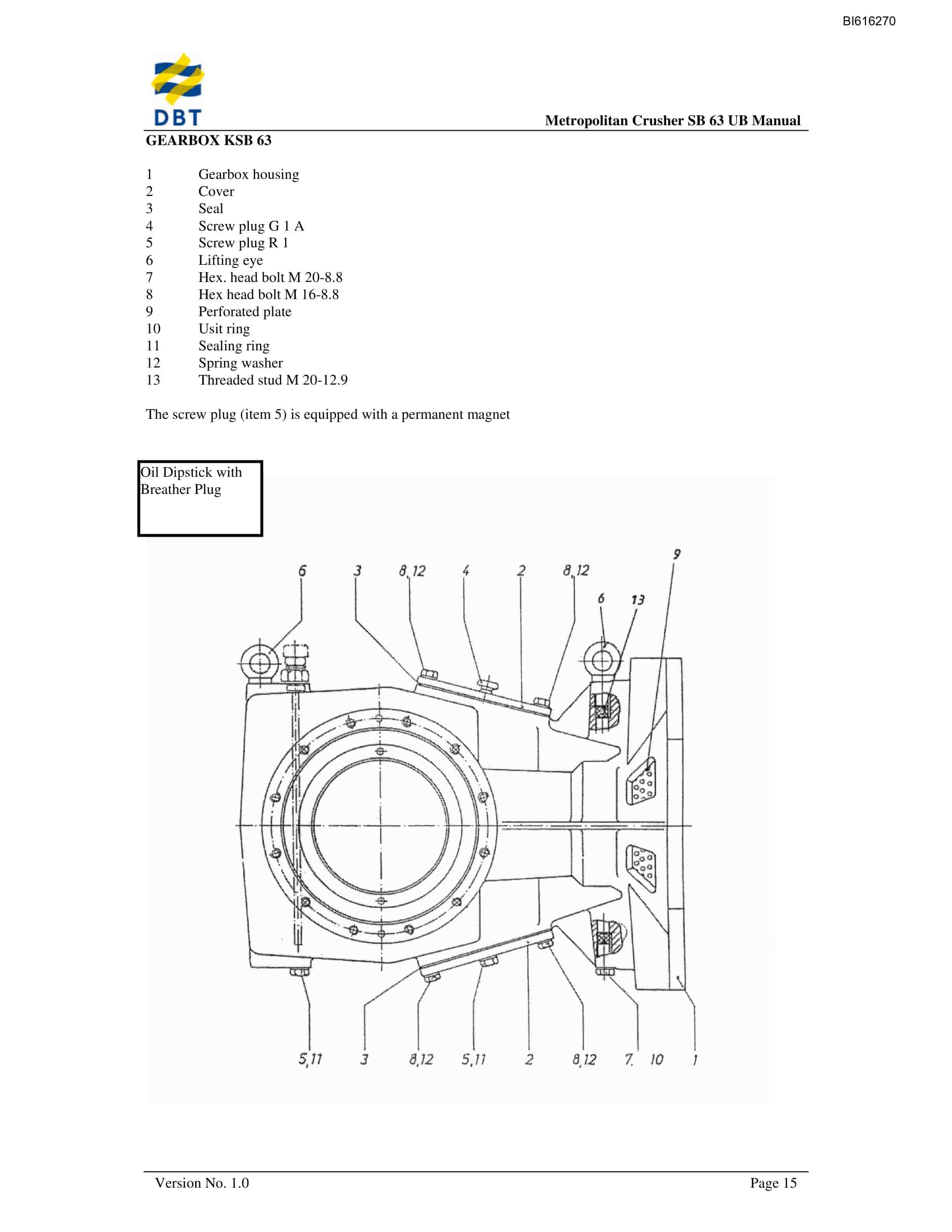 Bucyrus Crusher SB 63 UB Technical Manual BI616270-4