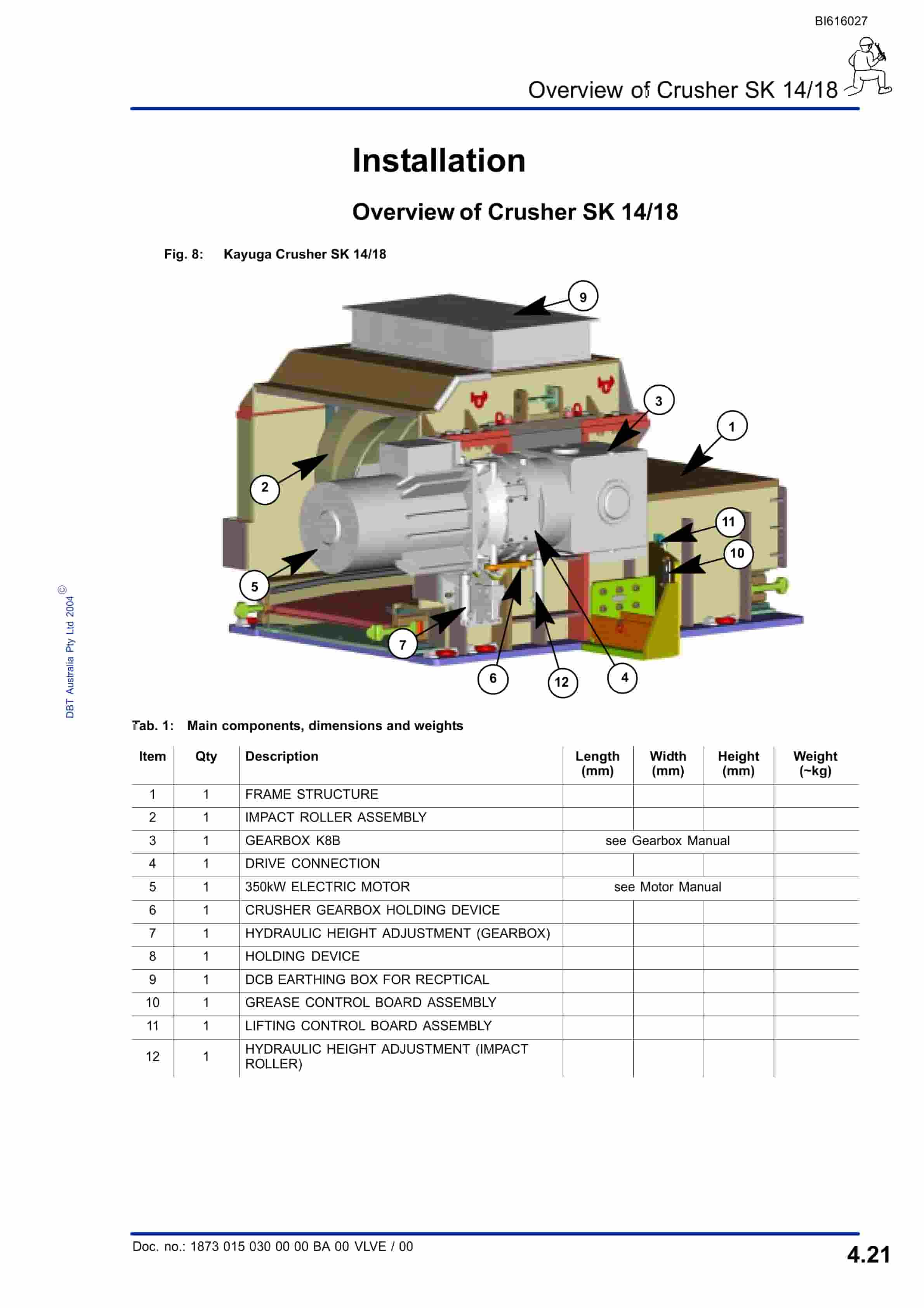 Bucyrus Crusher SK 14-18 Kayuga Technical Manual BI616027-2