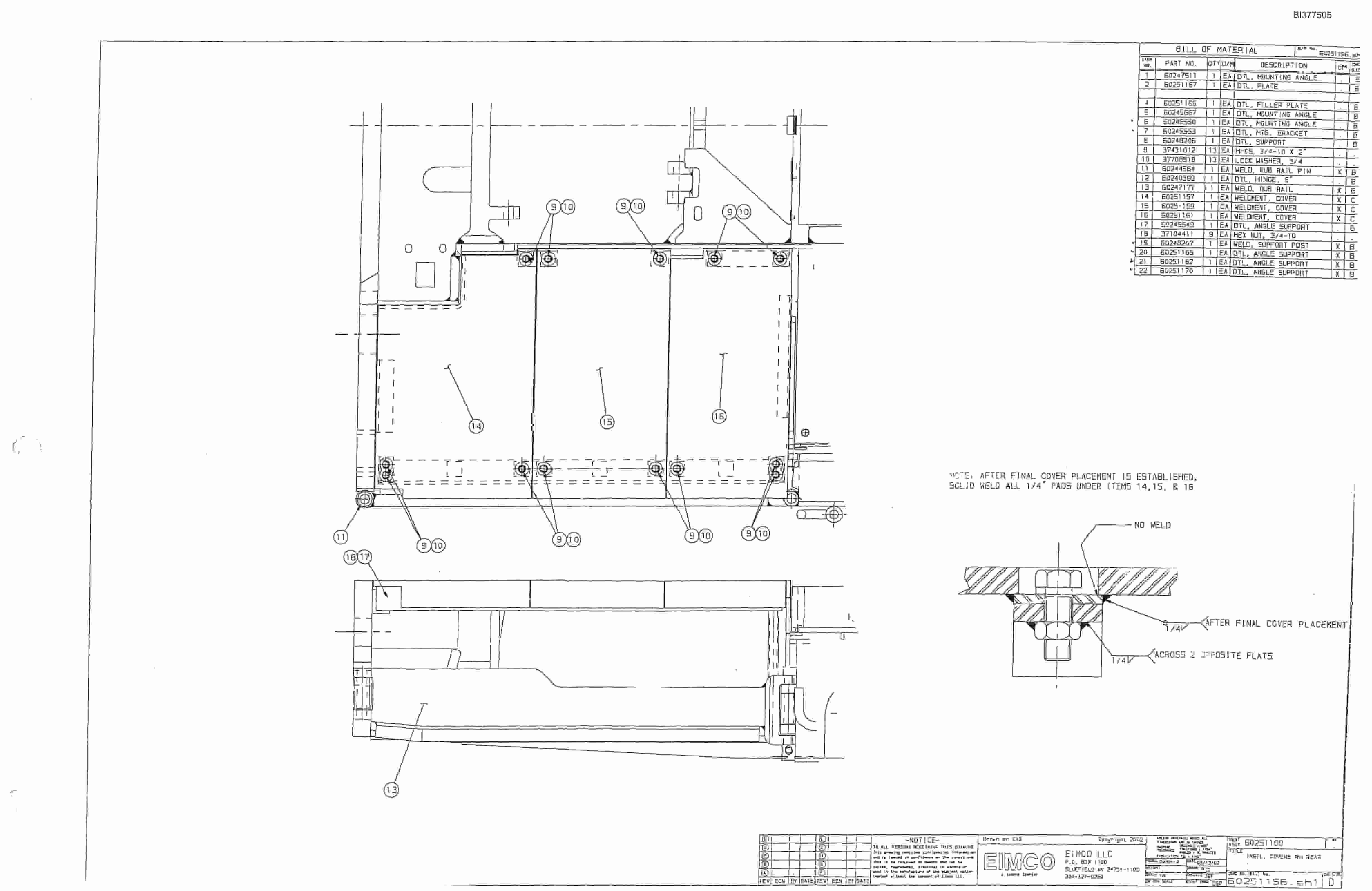 Bucyrus Dash One Drum Miner Parts Catalog BI377505-3