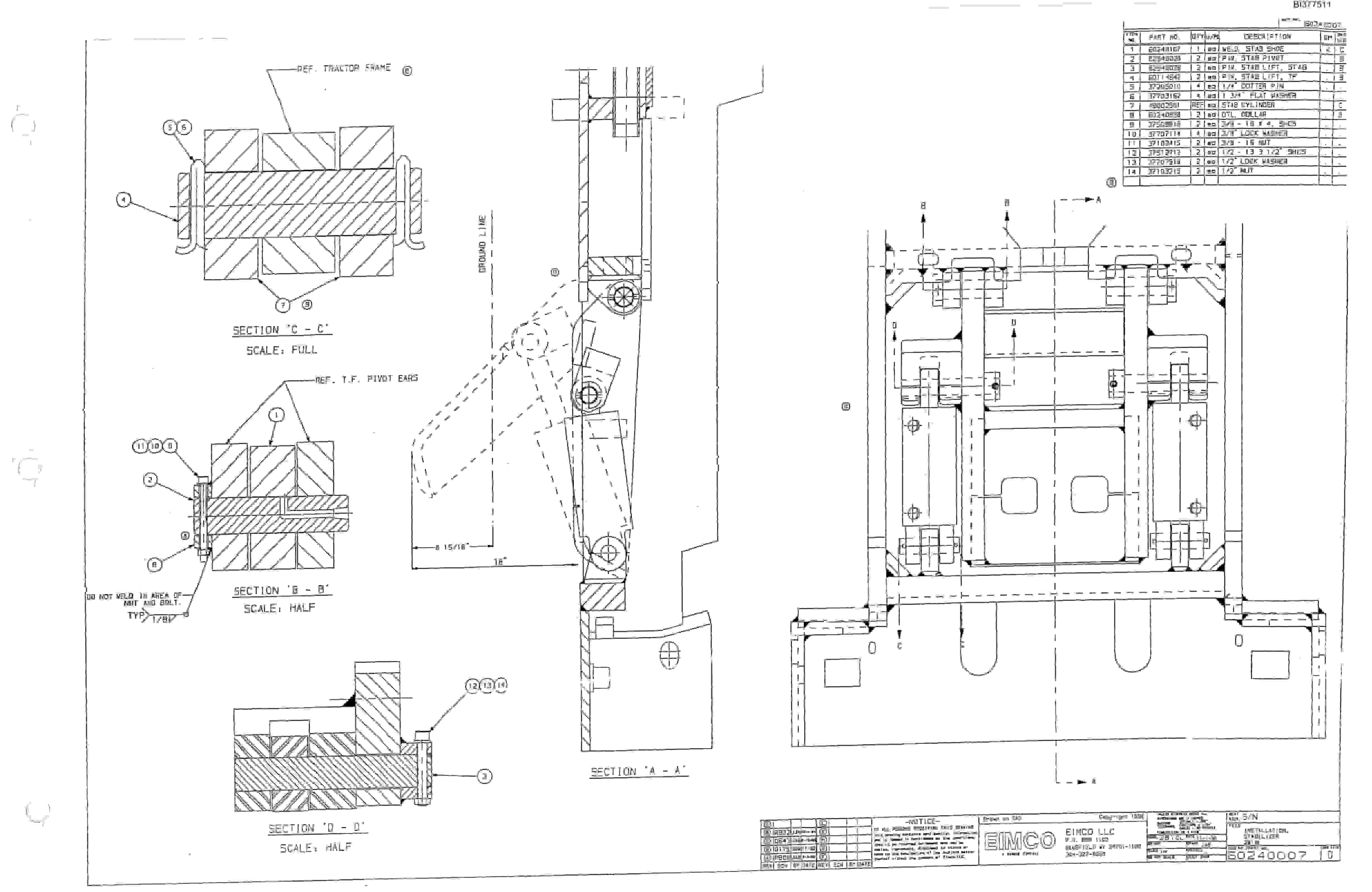 Bucyrus Dash One Drum Miner Parts Catalog BI377511-3