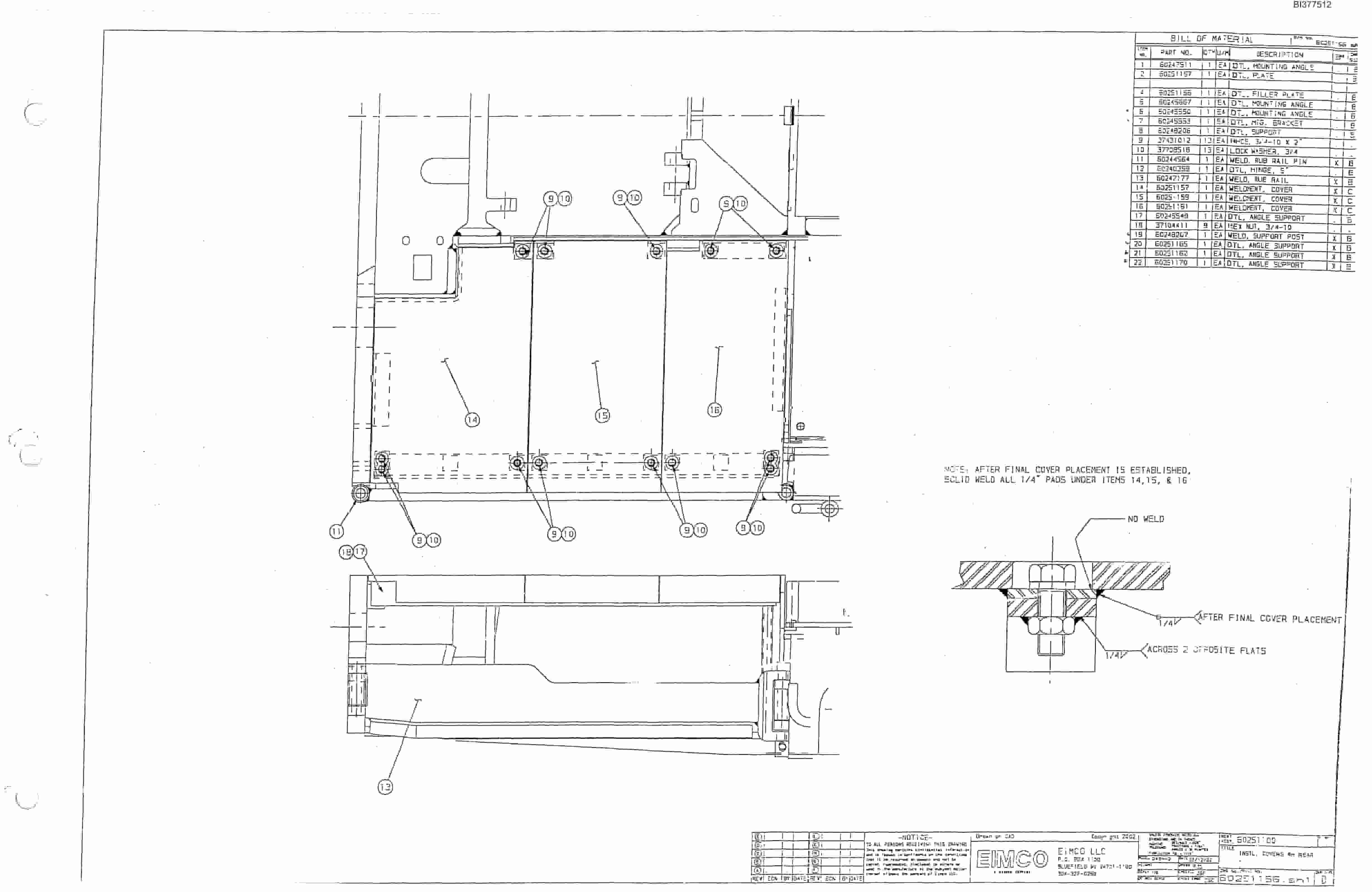 Bucyrus Dash One Drum Miner Parts Catalog BI377512-3