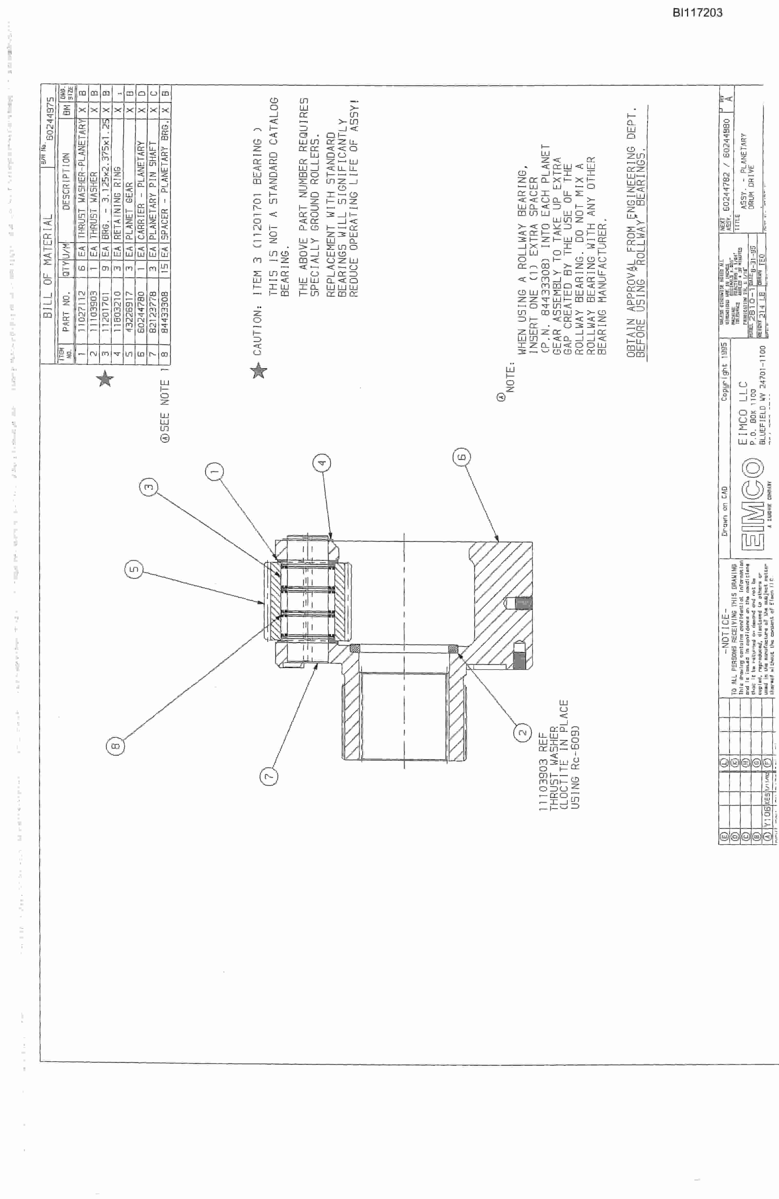 Bucyrus Dash One Miner Parts Catalog BI117203-5
