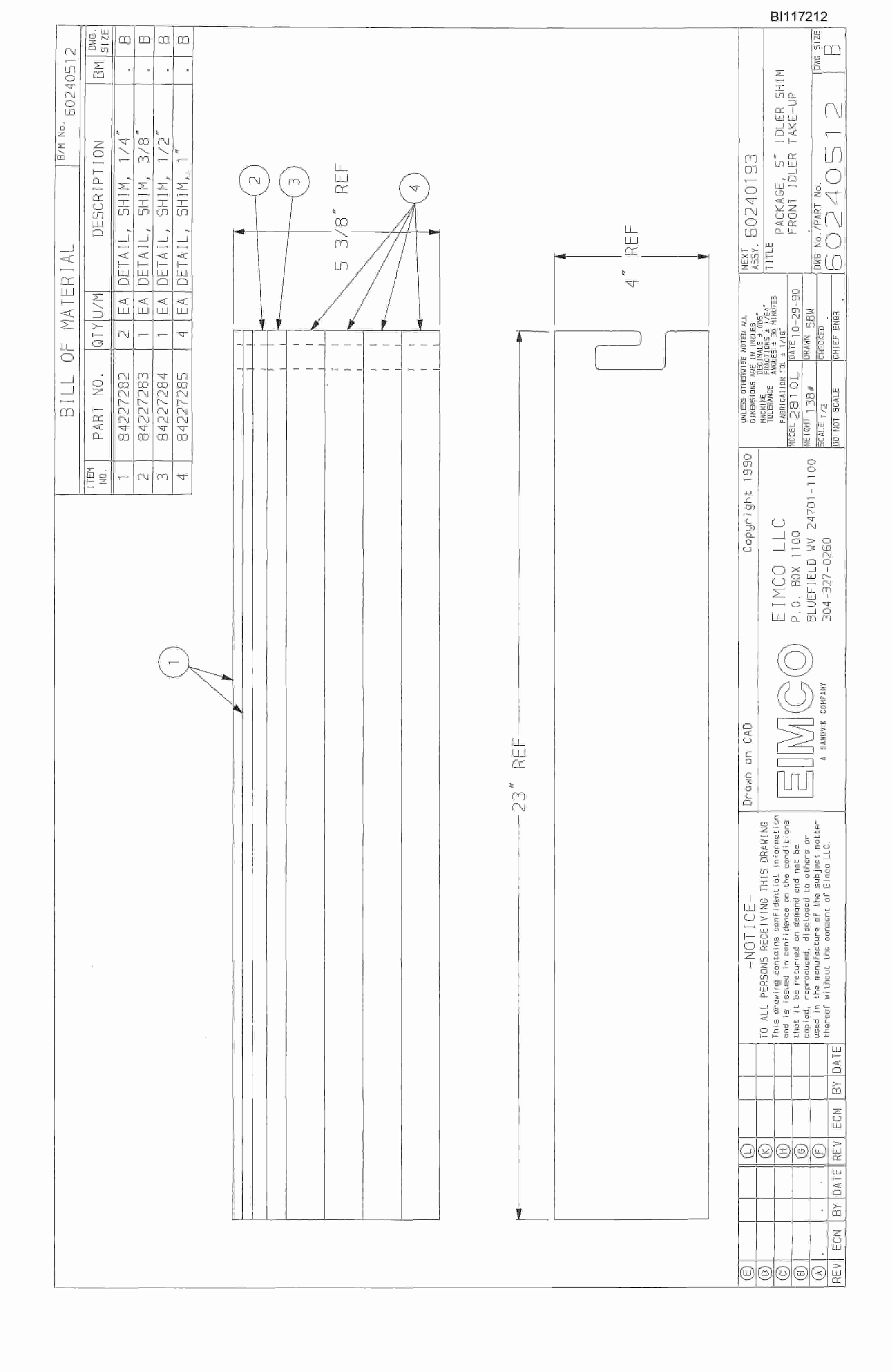 Bucyrus Dash One Miner Parts Catalog BI117212-3