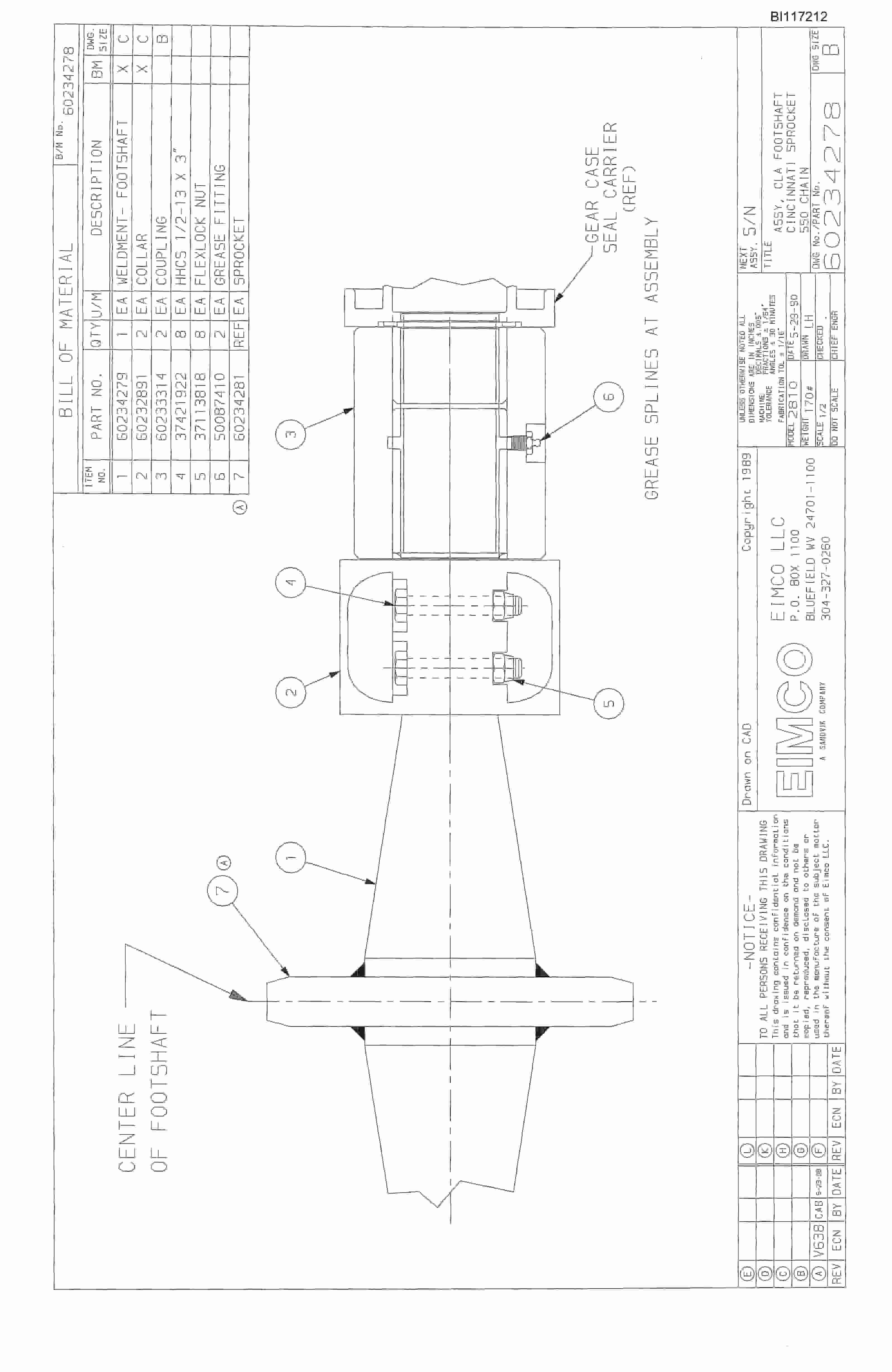 Bucyrus Dash One Miner Parts Catalog BI117212-5
