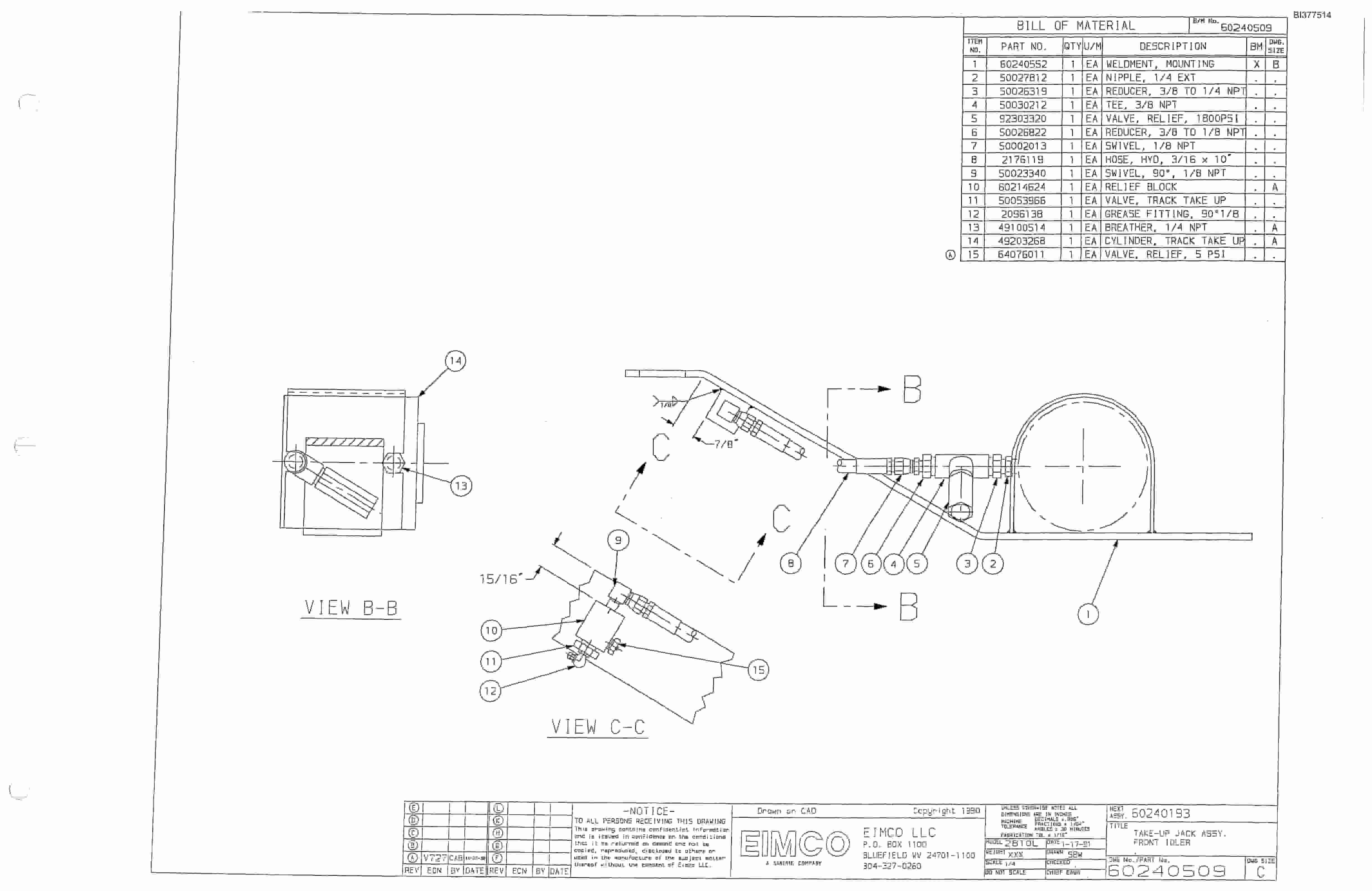 Bucyrus Dash Two Drum Miner Parts Catalog BI377514-3