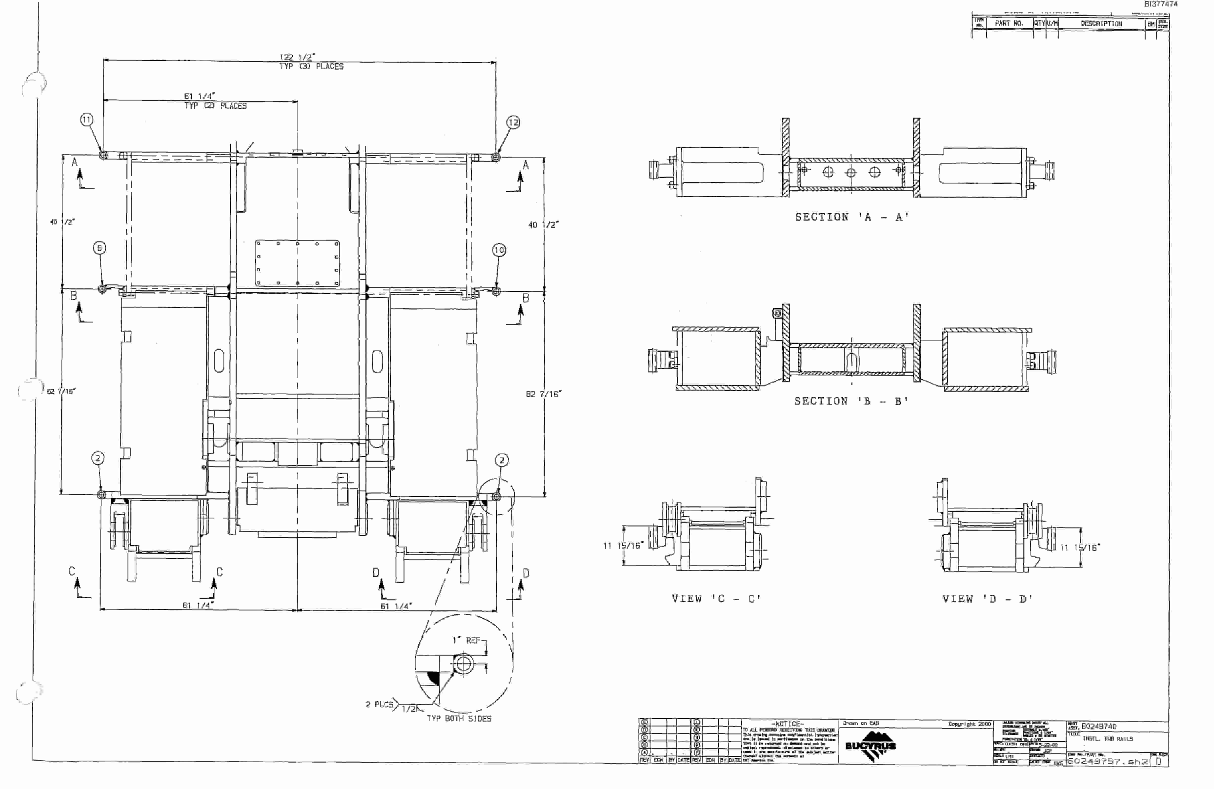 Bucyrus Dash Two Miner Parts Catalog BI377474-2