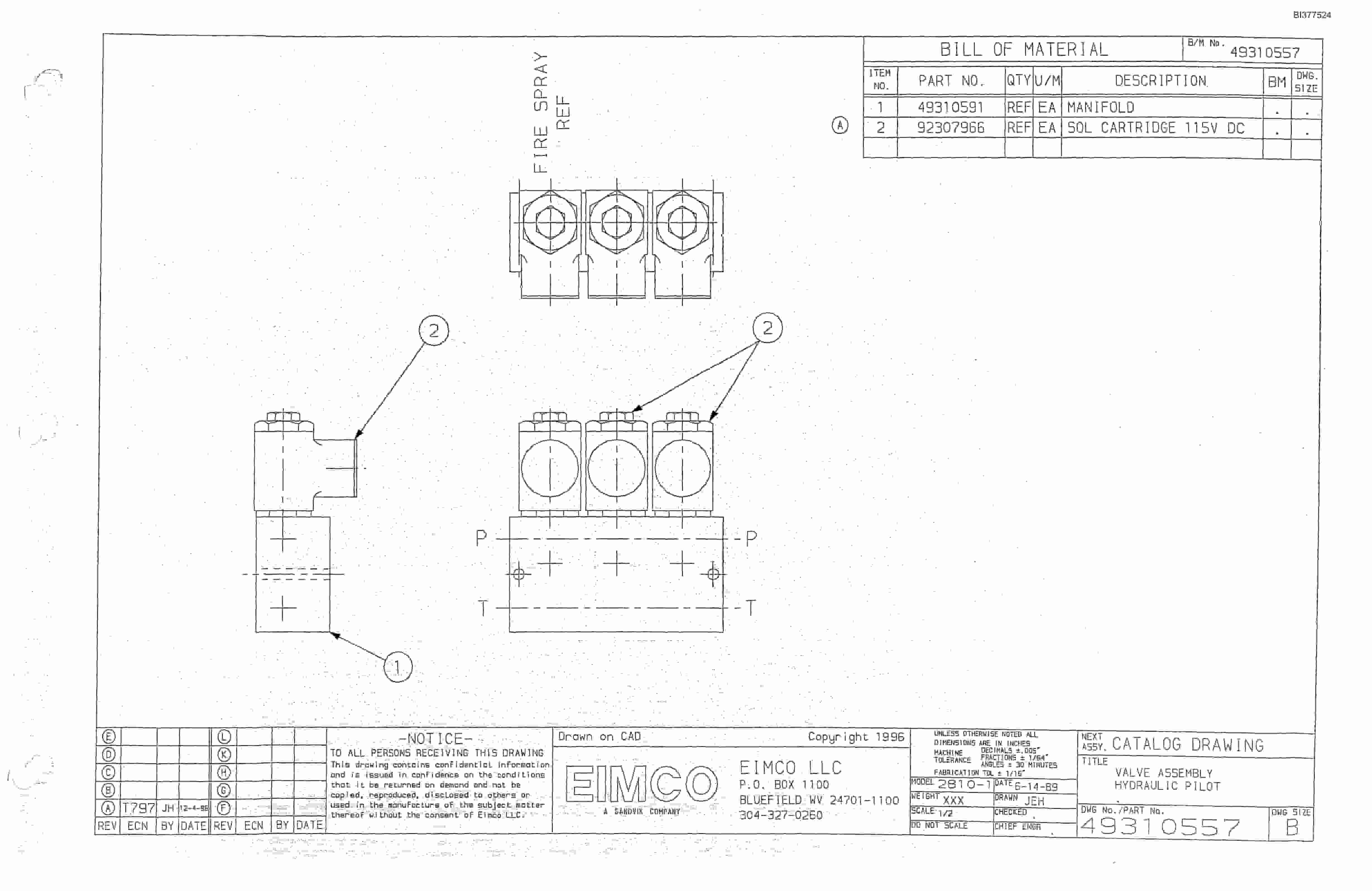 Bucyrus Dash Two Miner Parts Catalog BI377524-2