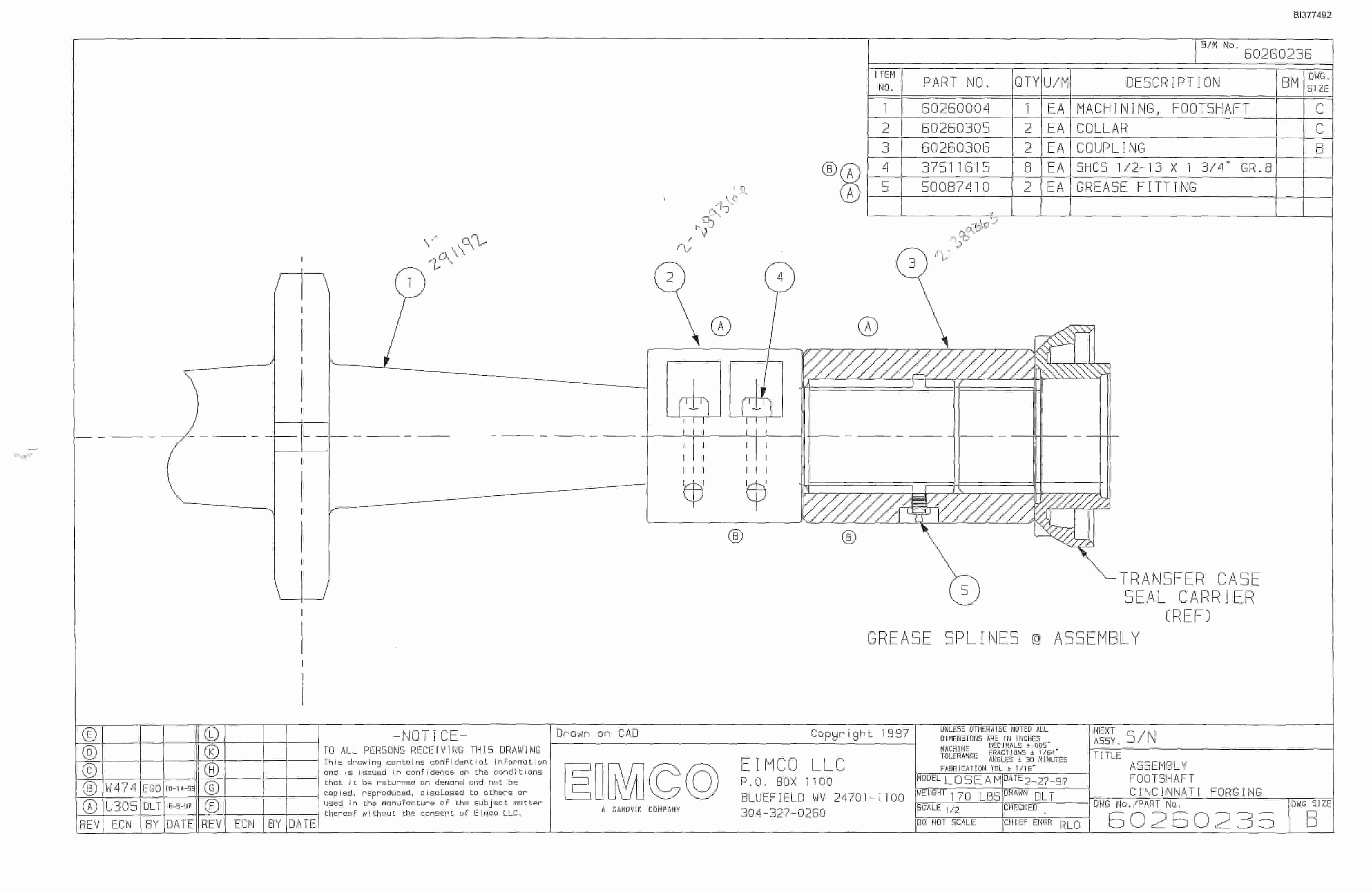 Bucyrus Dash Zero Continuous Miner Parts Catalog BI377492-5