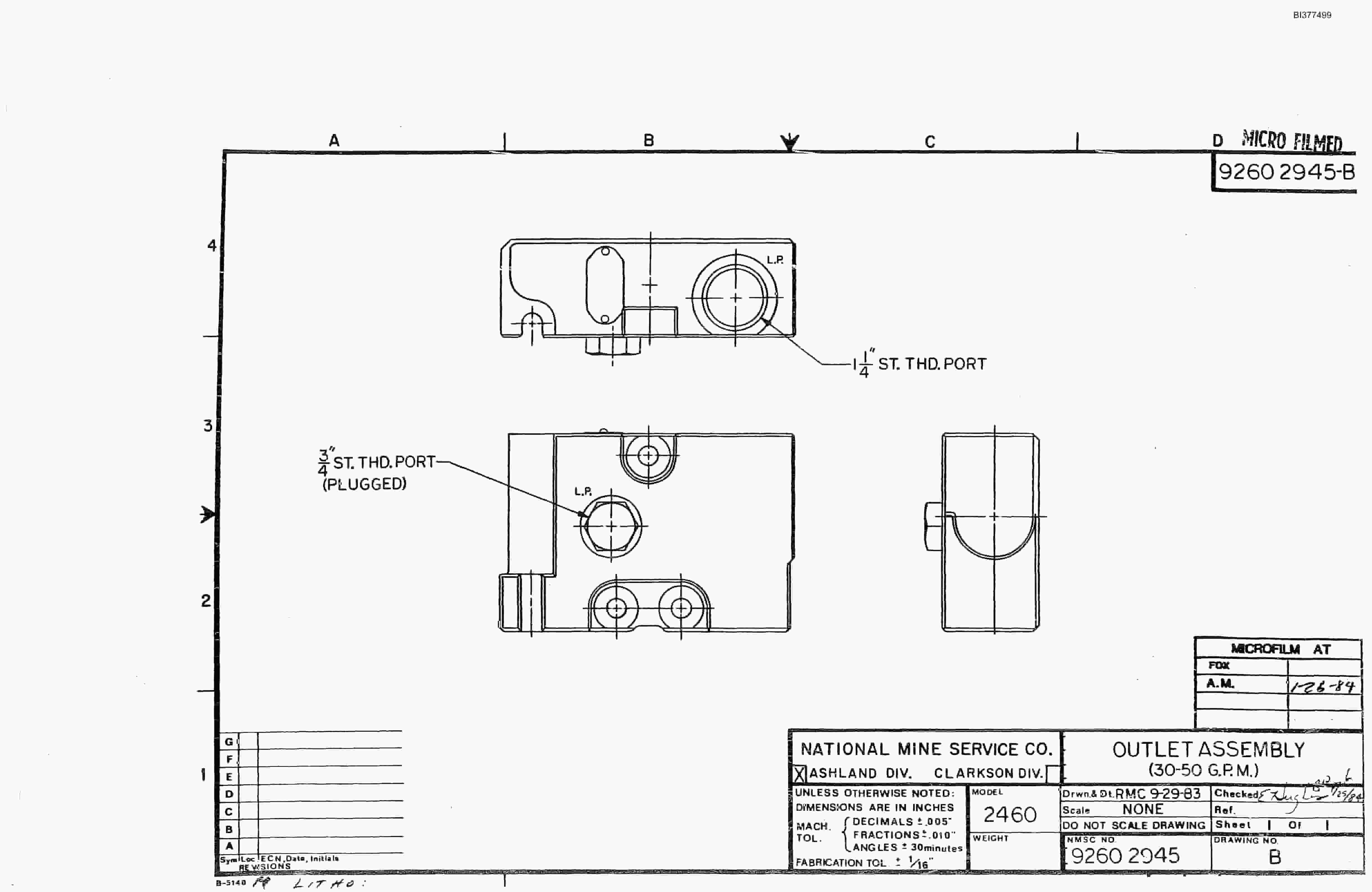 Bucyrus Dash Zero Drum Miner Parts Catalog BI377499-2