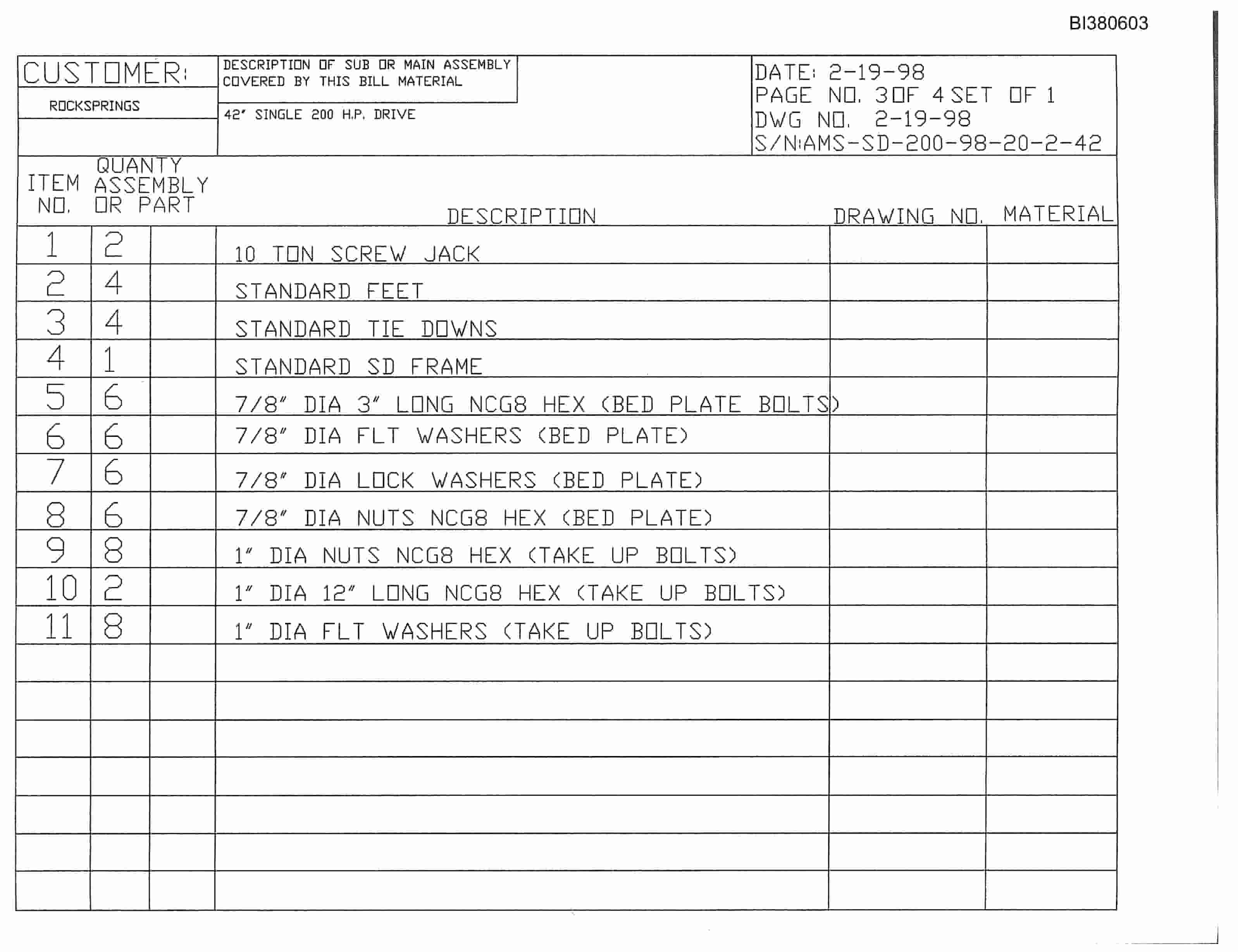 Bucyrus Drive Parts Catalog BI380603-4