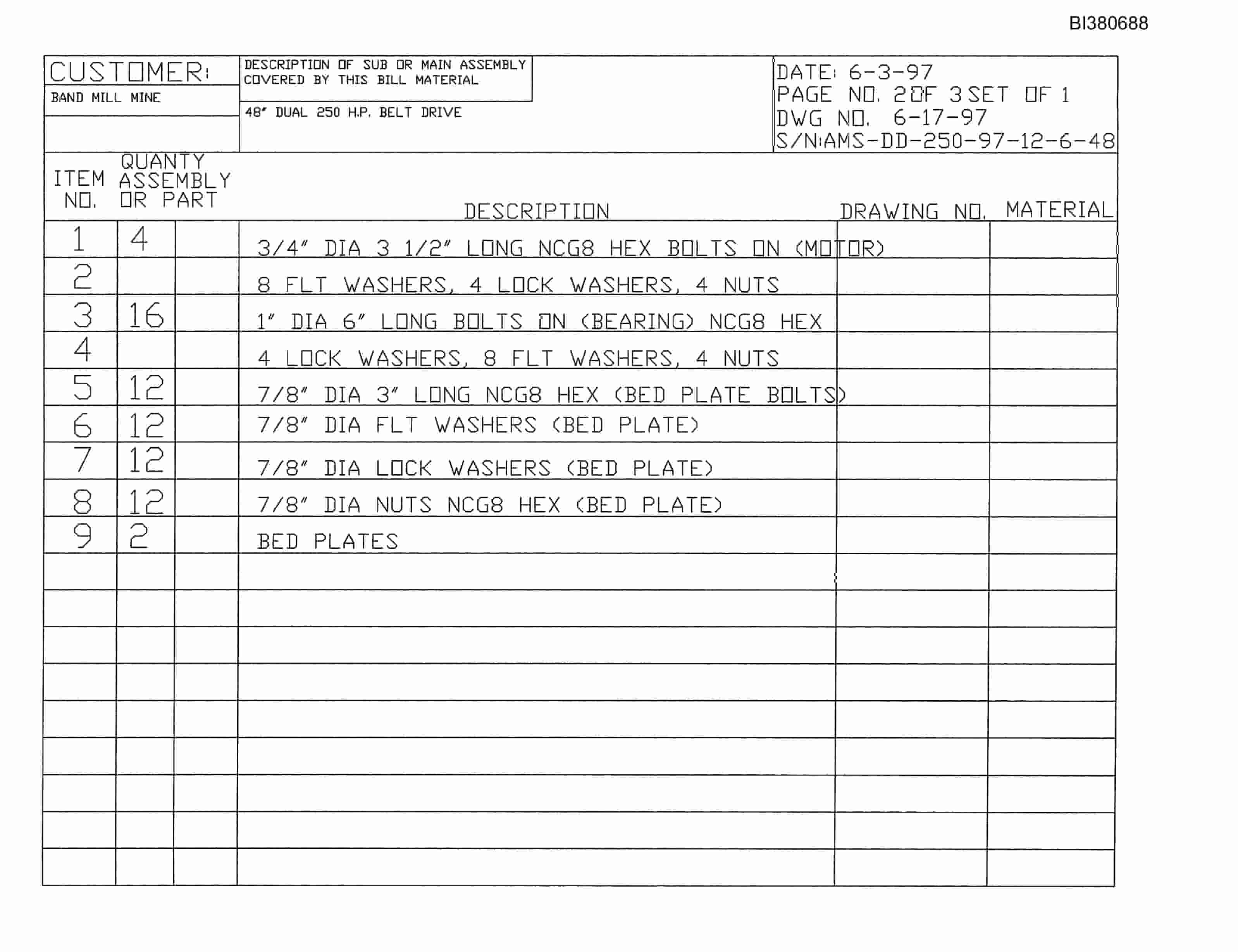 Bucyrus Drive Parts Catalog BI380688-4