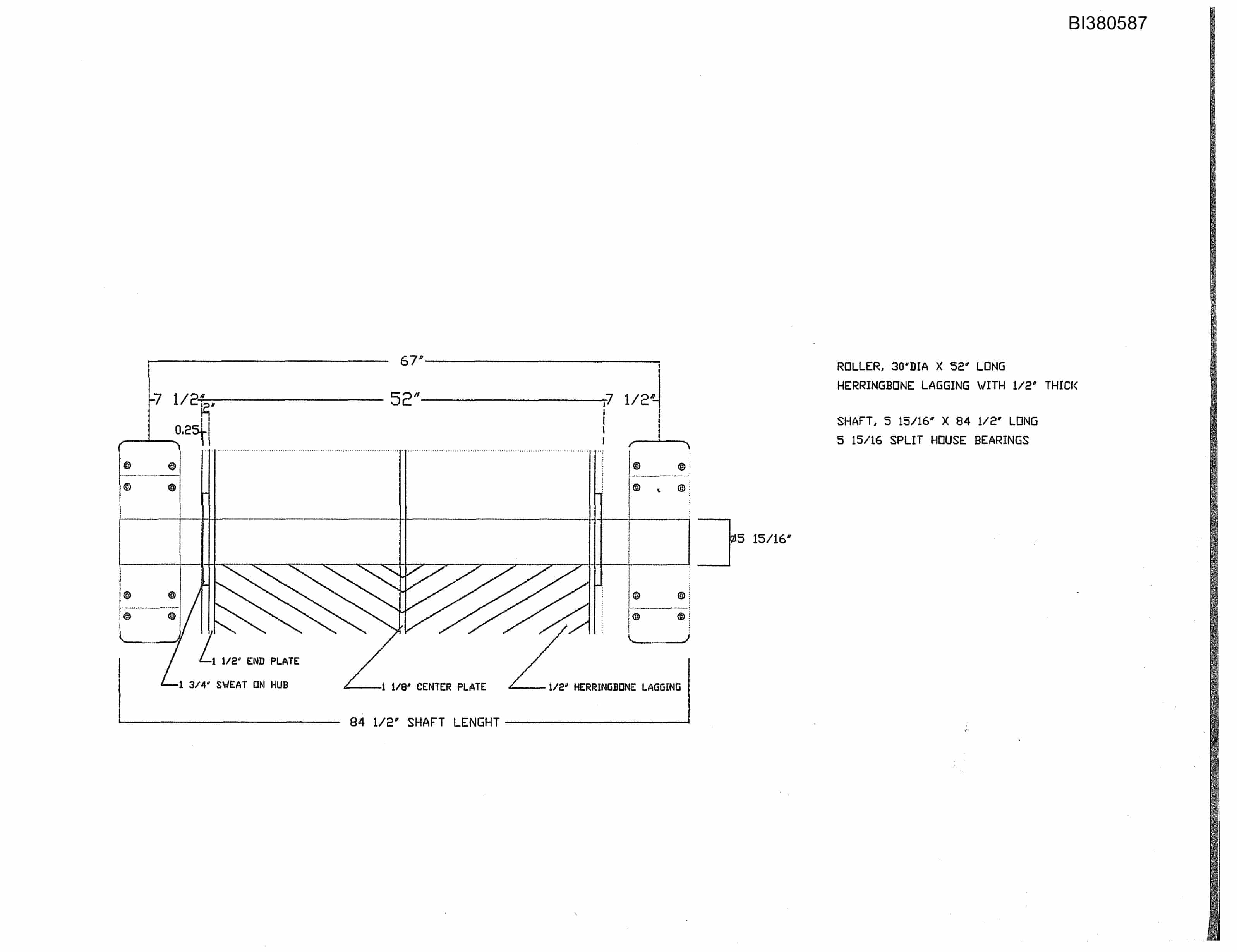Bucyrus Drive, Take-Up, Tailpiece, Remote Boom Parts Catalog BI380587-5
