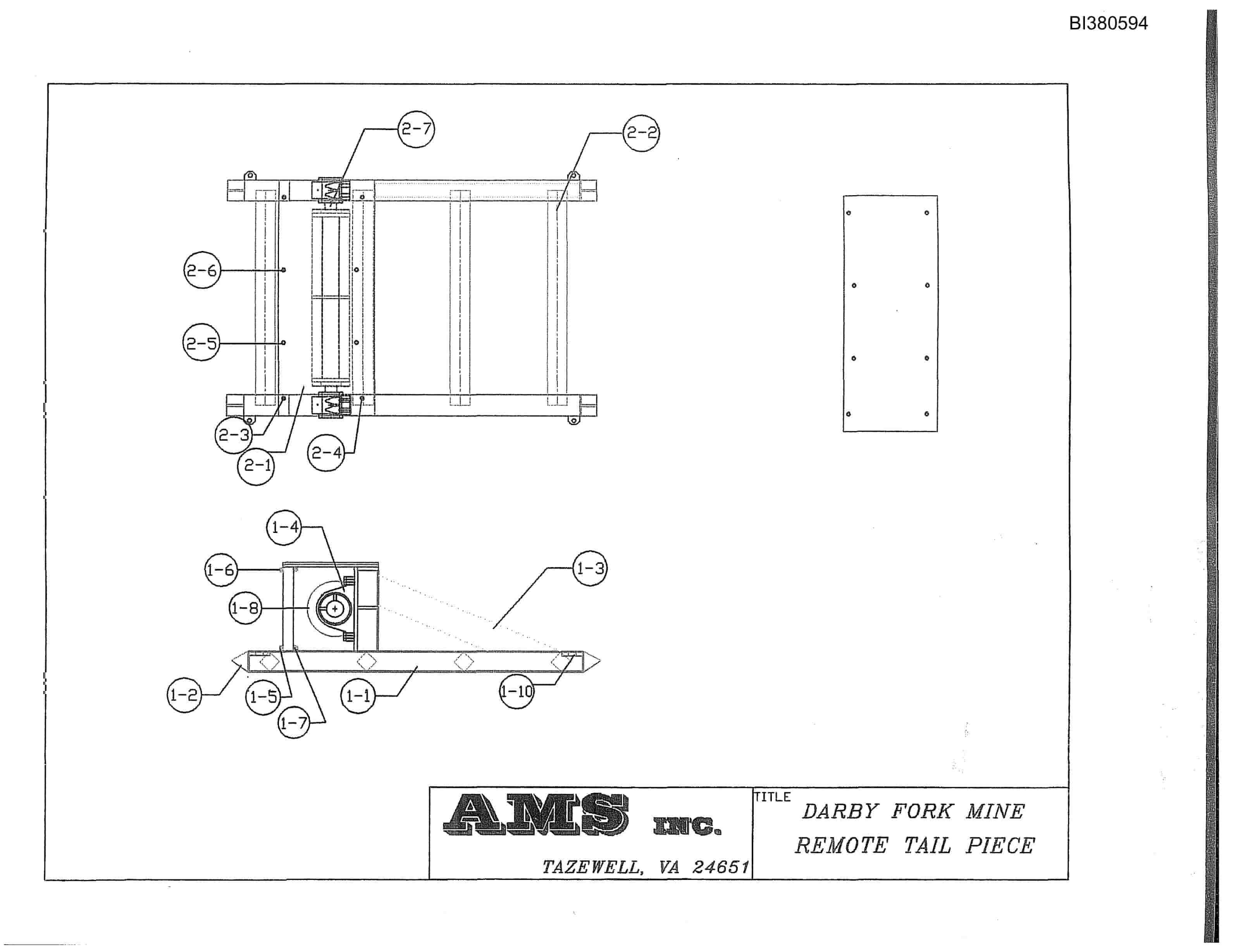 Bucyrus Drive, Take-Up, Tailpiece, Remote Tailpiece, Remote Discharge, Feed Thru Parts Catalog BI380594-2