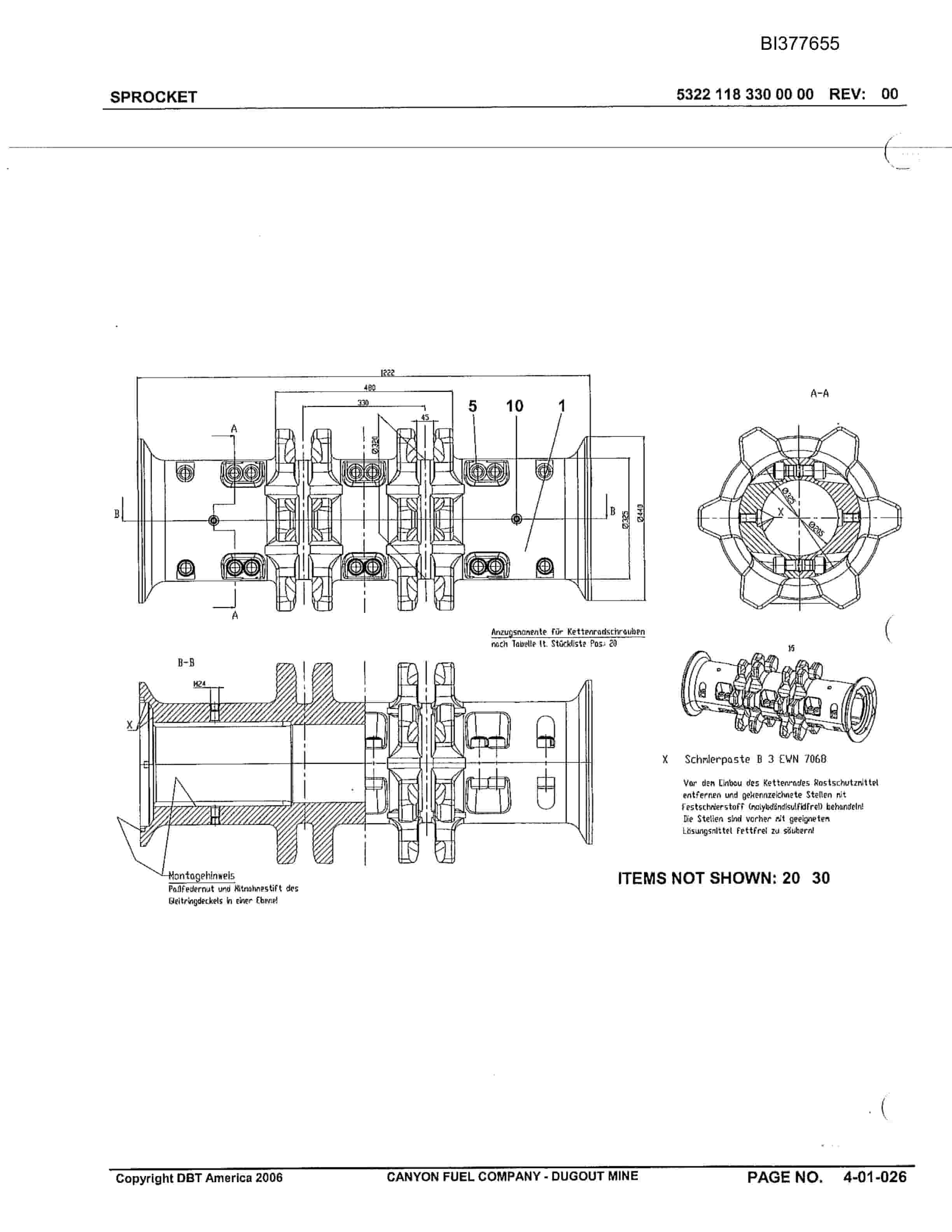 Bucyrus Dugout Mine Parts Catalog BI377655-4