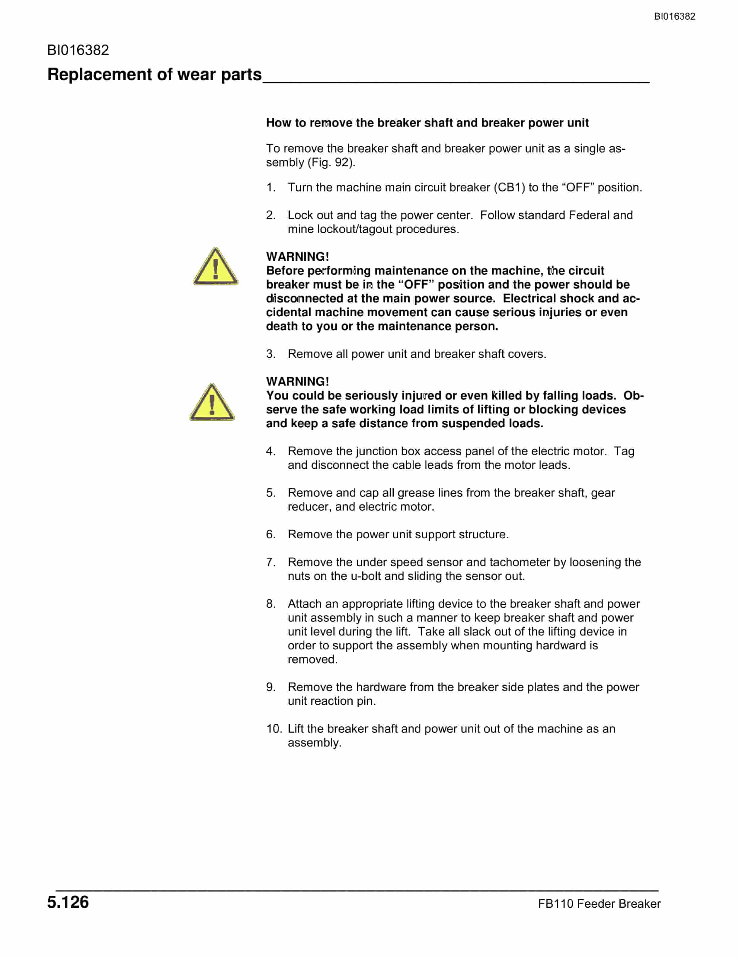 Bucyrus FB110 Feeder Breaker Technical Manual BI016382-3