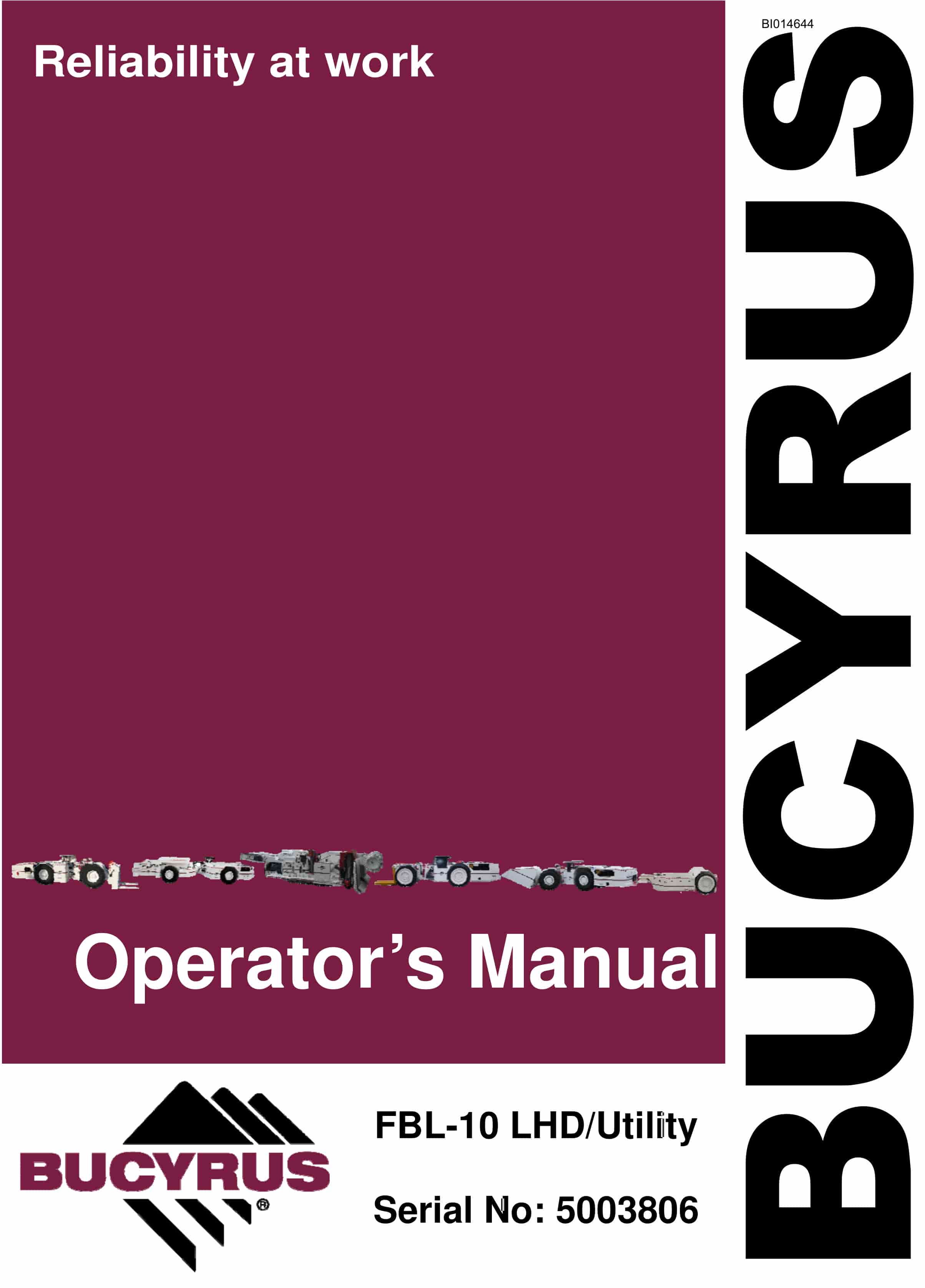 Bucyrus FBL-10 LHD - Utility Operator Manual BI014644