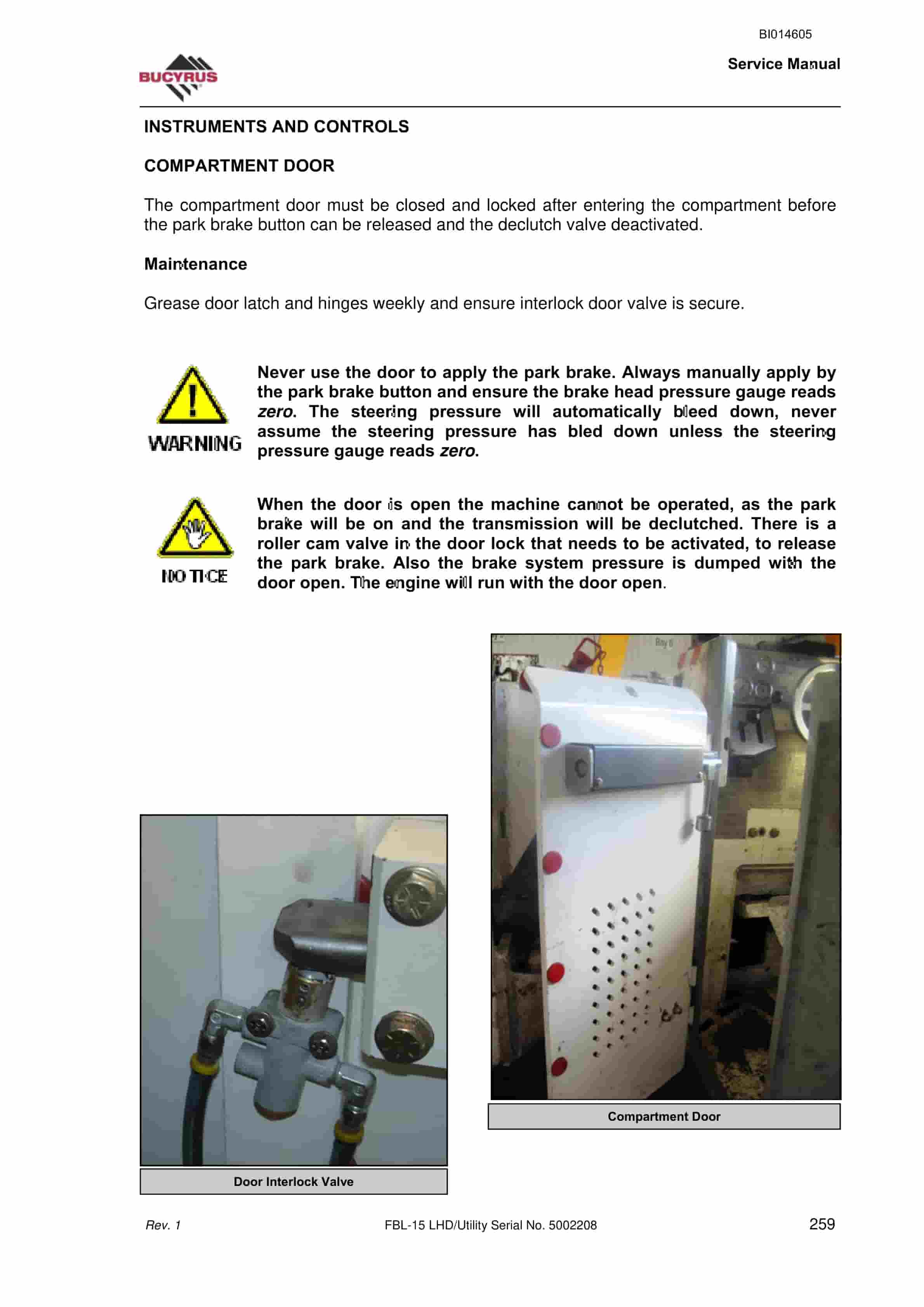 Bucyrus FBL-15 LHD - Utility Service Manual BI014605 4 Bucyrus FBL-15 LHD - Utility Service Manual BI014605 - Image 4