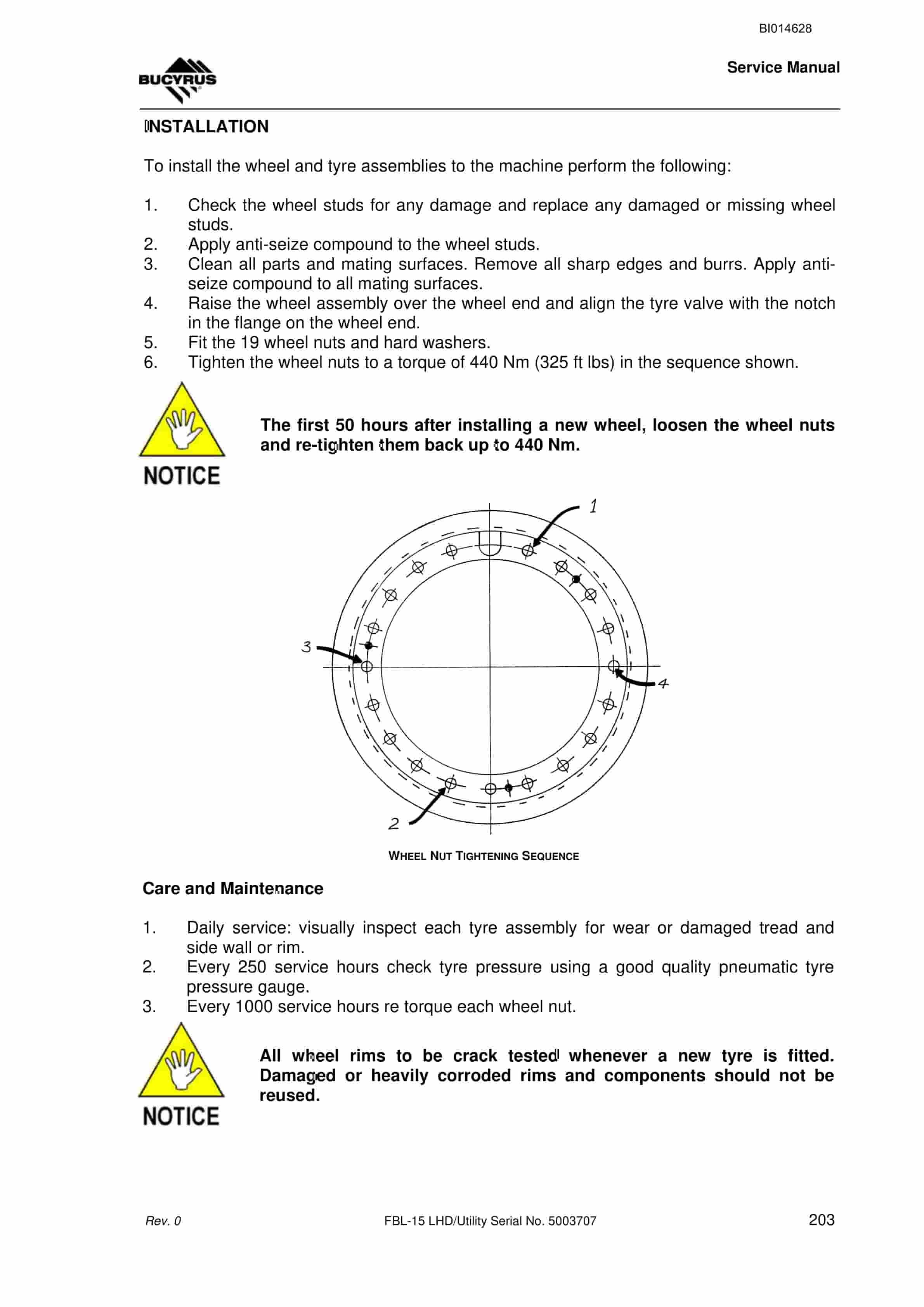 Bucyrus FBL-15 LHD - Utility Service Manual BI014628 3 Bucyrus FBL-15 LHD - Utility Service Manual BI014628 - Image 3