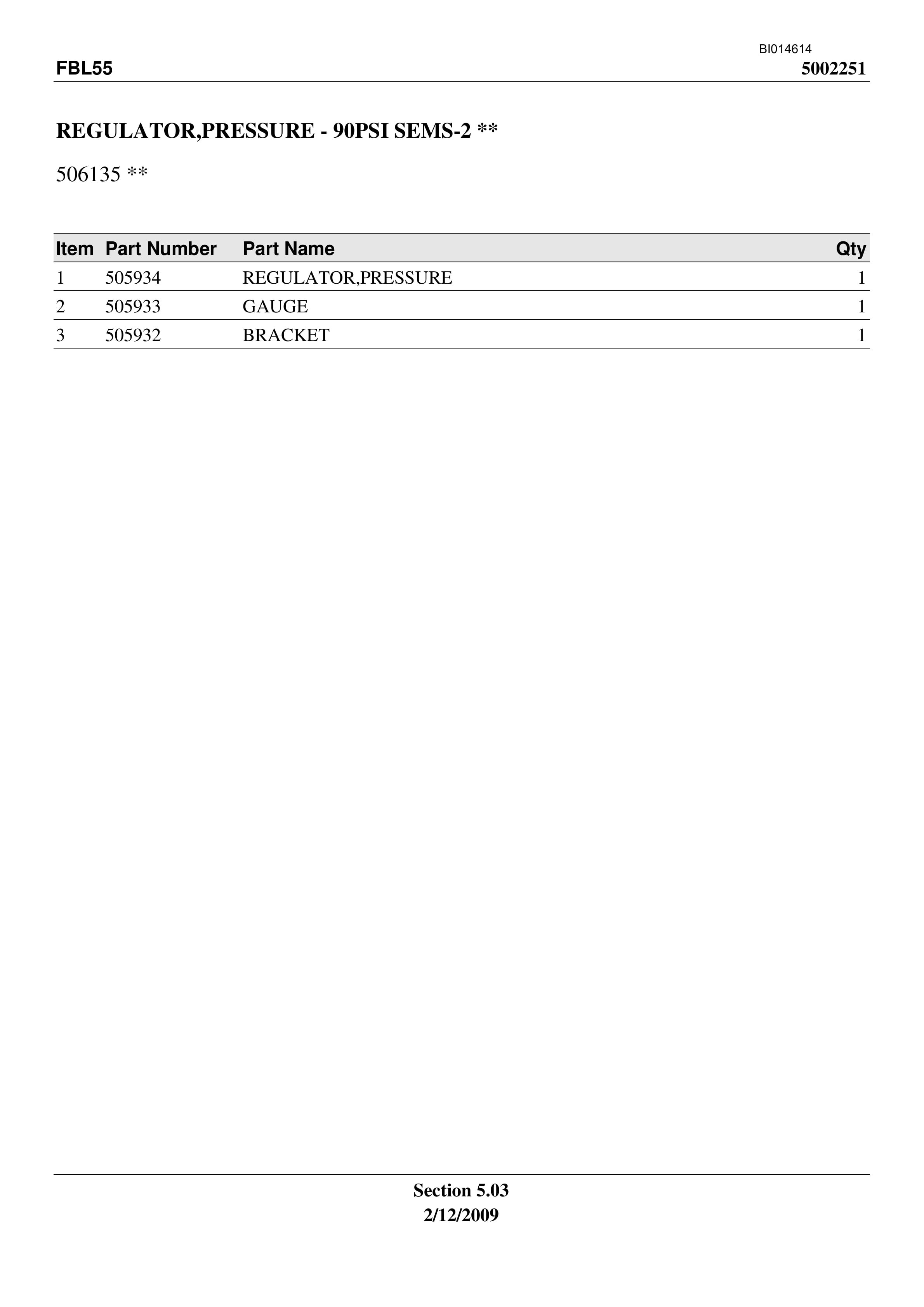 Bucyrus FBL-55 Shield Hauler Parts Manual BI014614-3