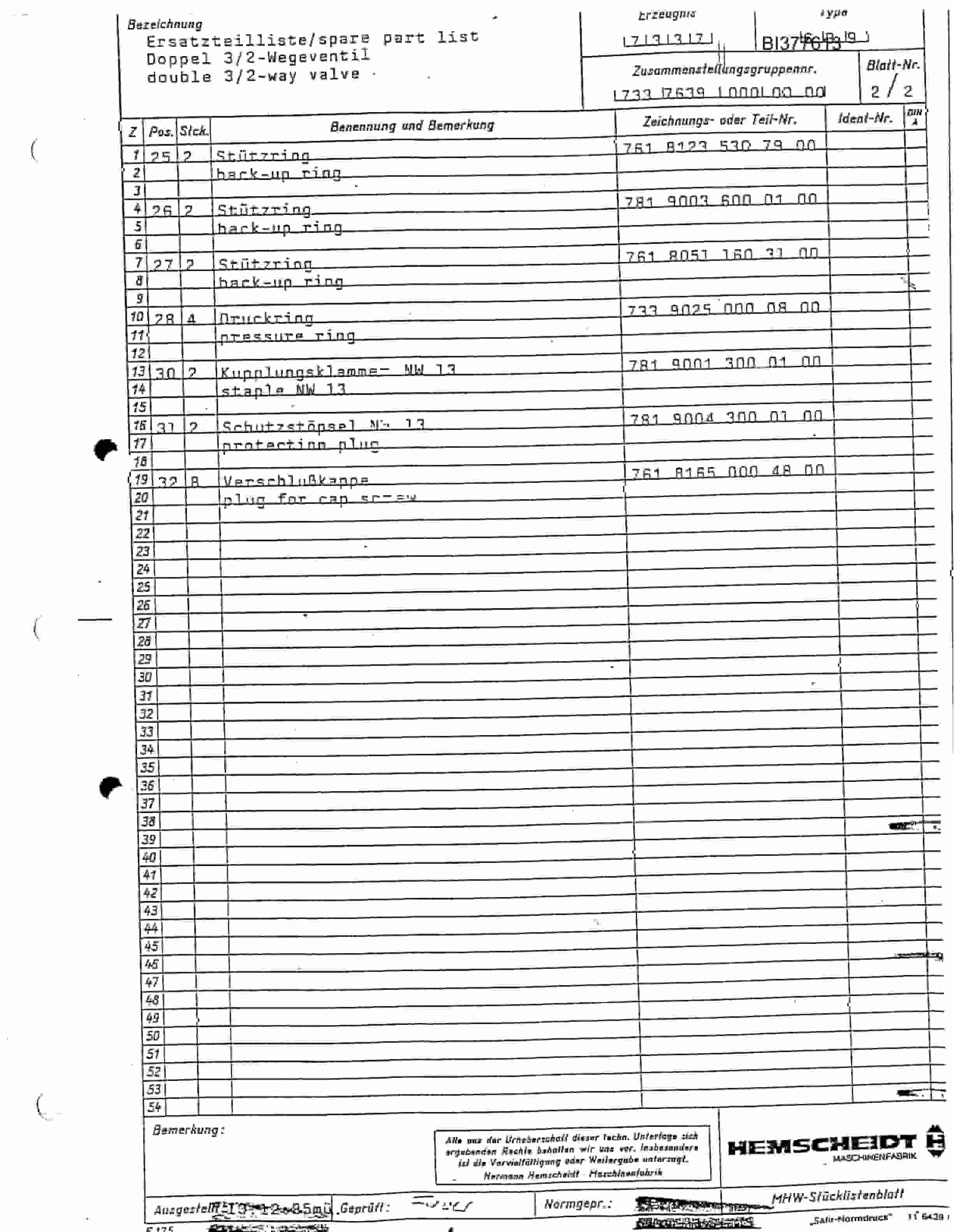 Bucyrus G 721-12, 19-33, 52 Mounting Hemscheidt Parts Catalog BI377613-3