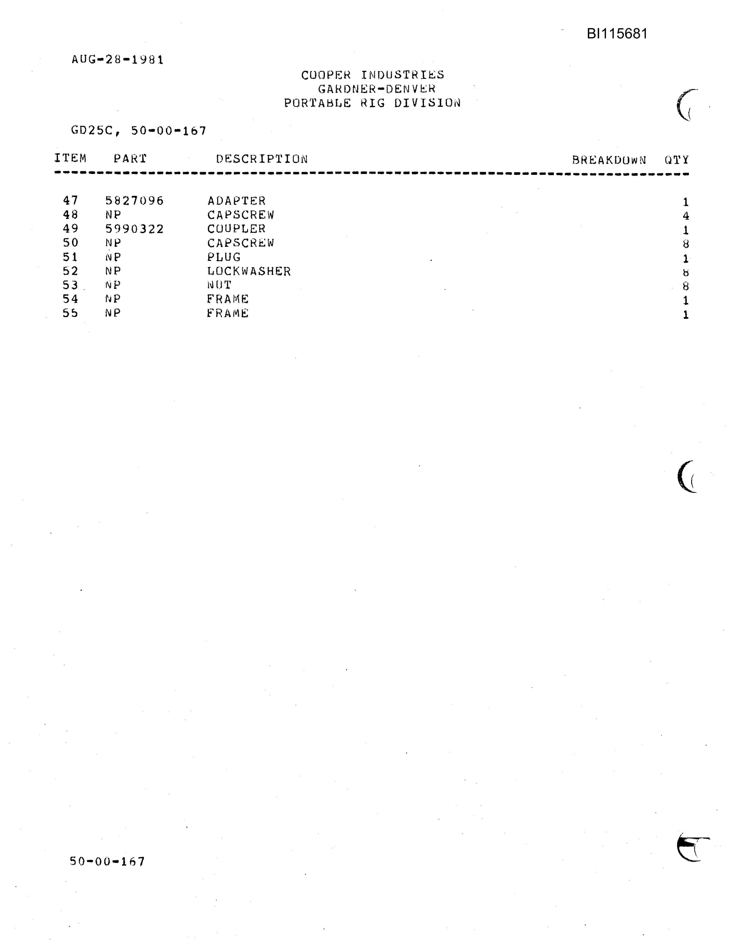 Bucyrus GD-25C Parts Catalog BI115681-5